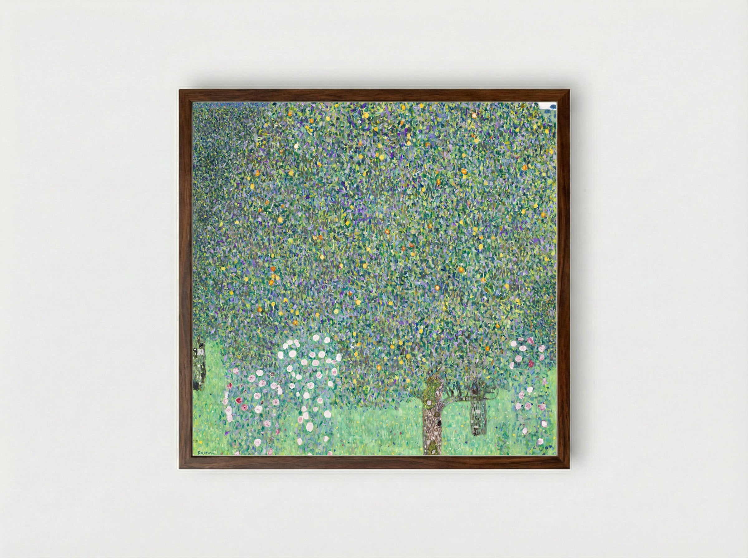 Rosebushes under the Trees - Gustav Klimt - Framed Print Dark Wood