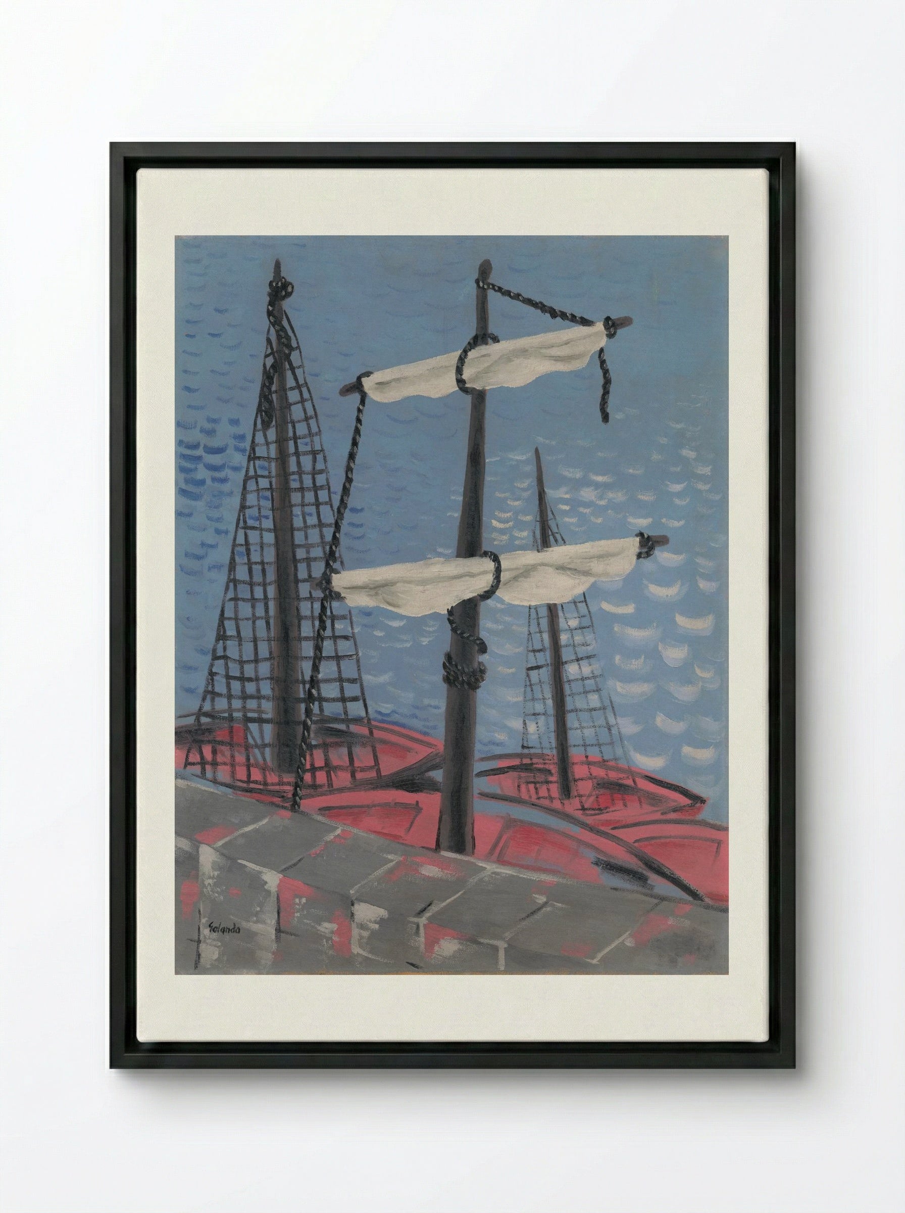 Fishing Boats - Mikuláš Galanda - Framed Canvas Black