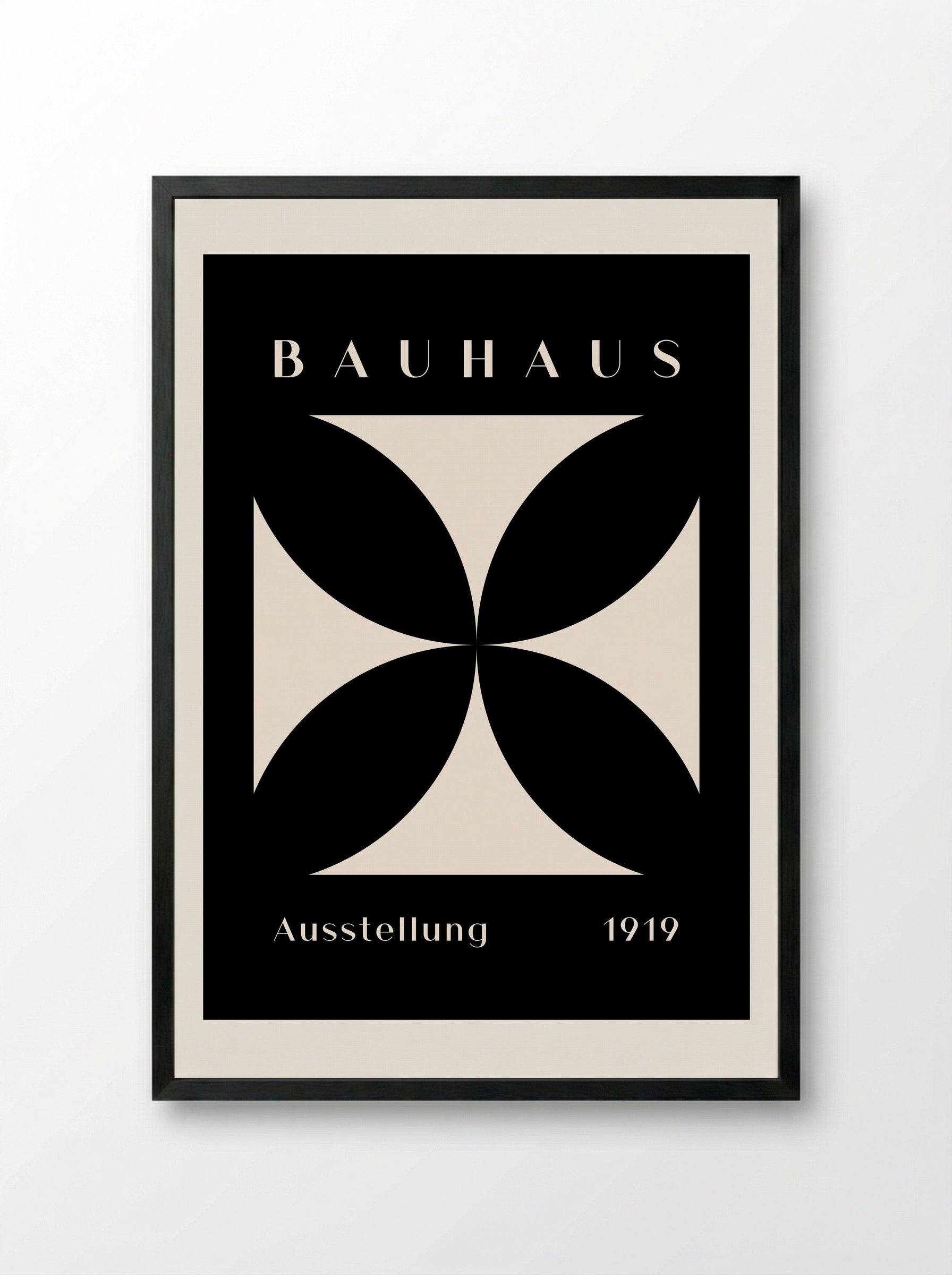 Bauhaus Cross Form - Black on Cream (1919) - Framed Print Black