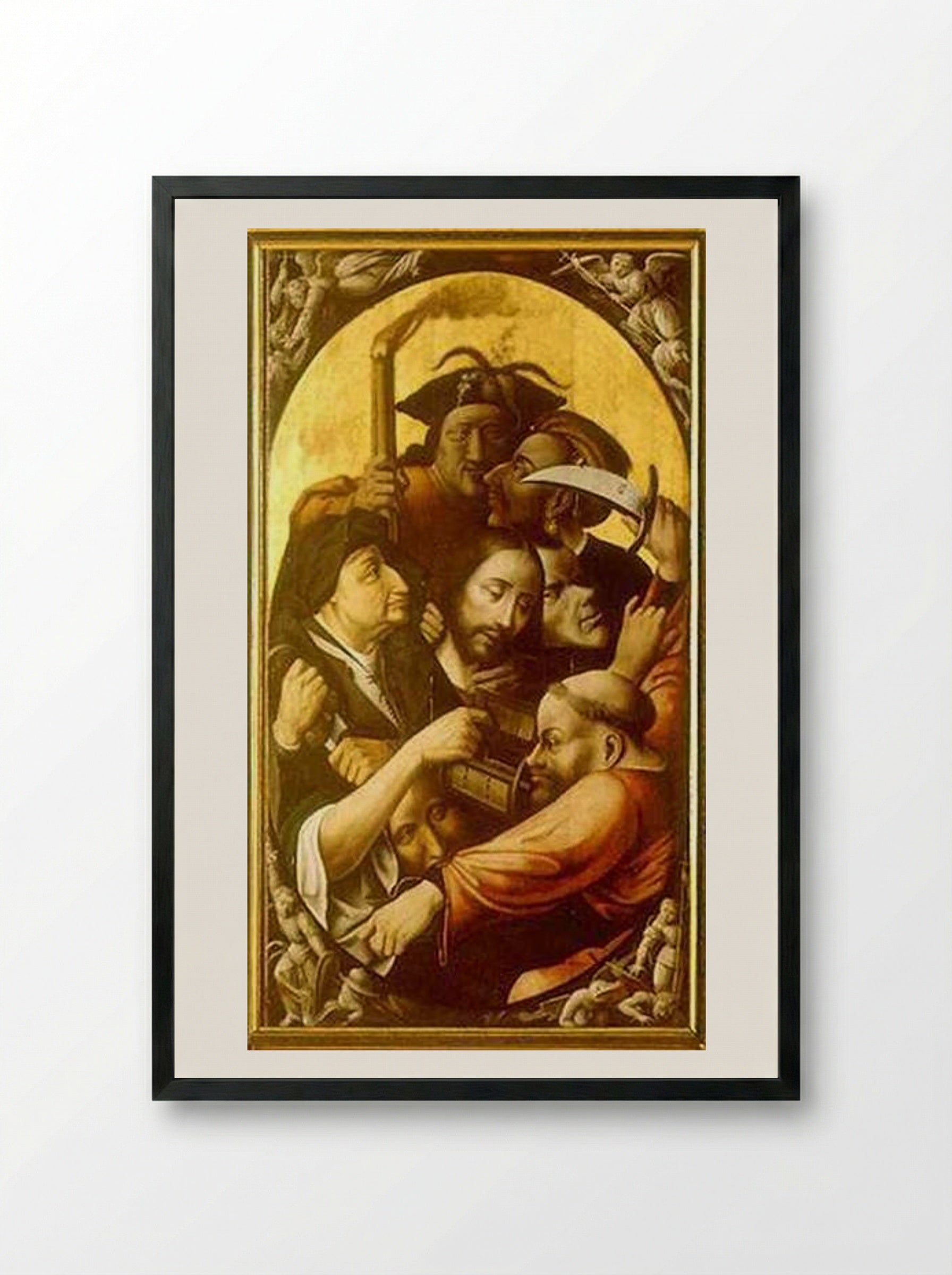 The Arrest of Christ - Hieronymus Bosch - Framed Print Black