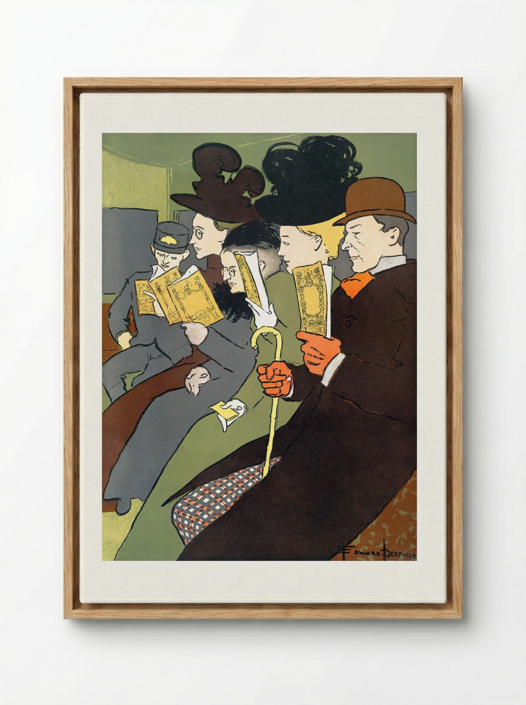 People Reading Books - Edward Penfield - Framed Canvas Wood