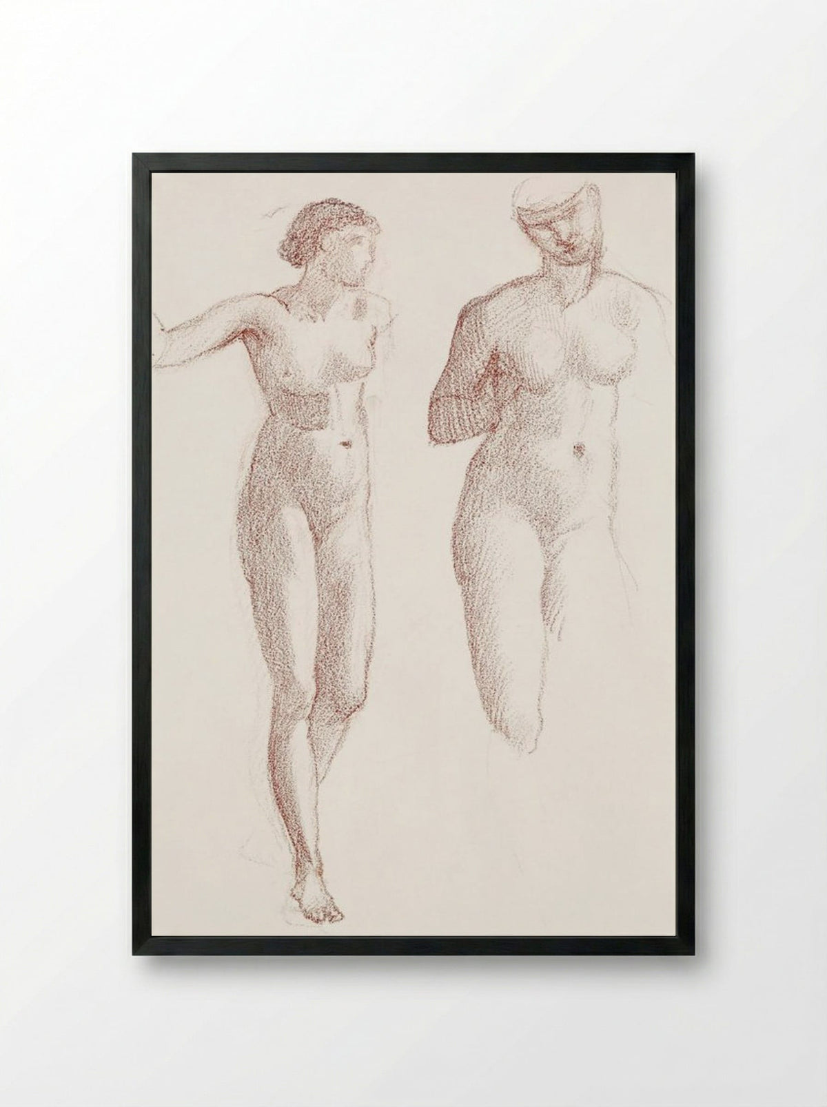 Cupid and Psyche - Female Nude - Two Studies - Edward Burne-Jones - Framed Print Black