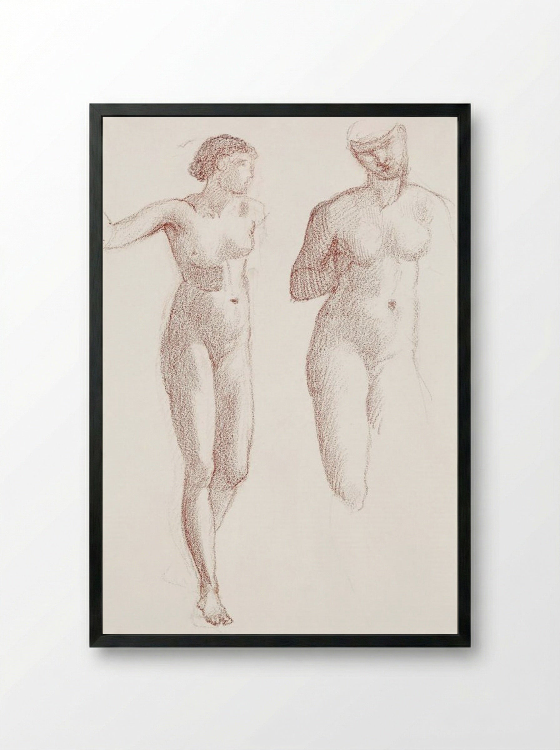 Cupid and Psyche - Female Nude - Two Studies - Edward Burne-Jones - Framed Print Black