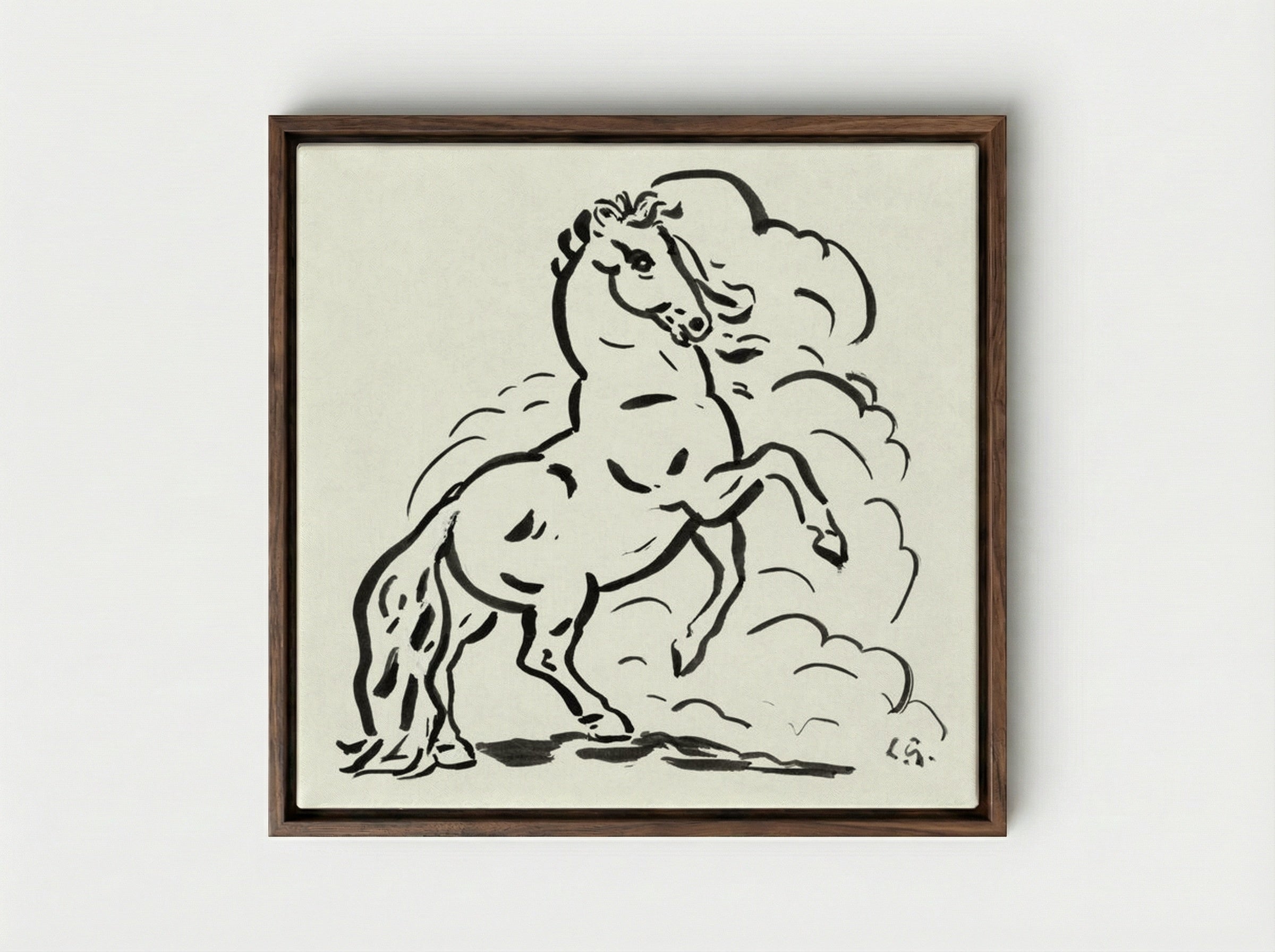Rearing Horse - Leo Gestel - Framed Canvas Dark Wood