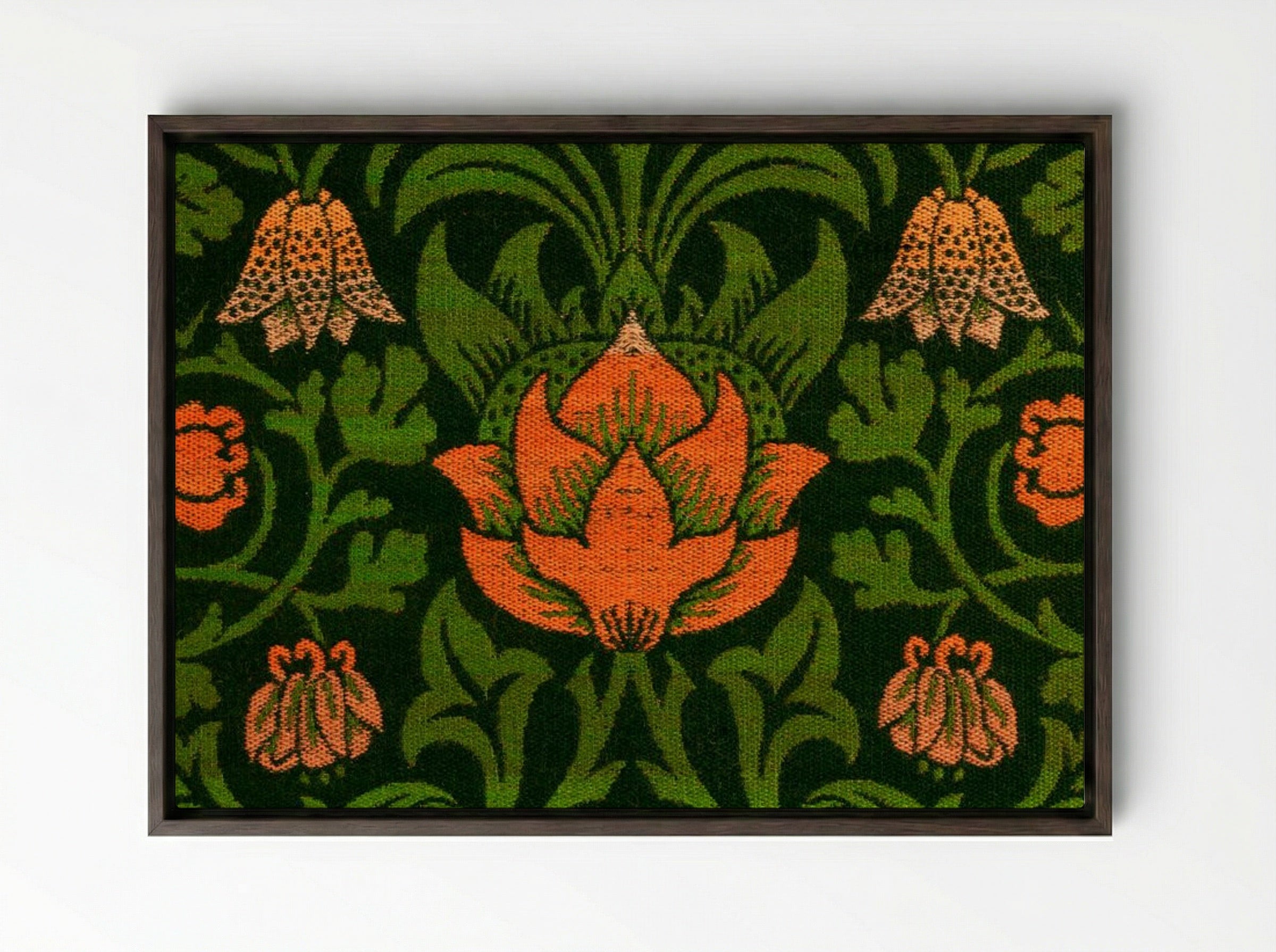 Violet and Columbine - William Morris - Framed Canvas Dark Wood