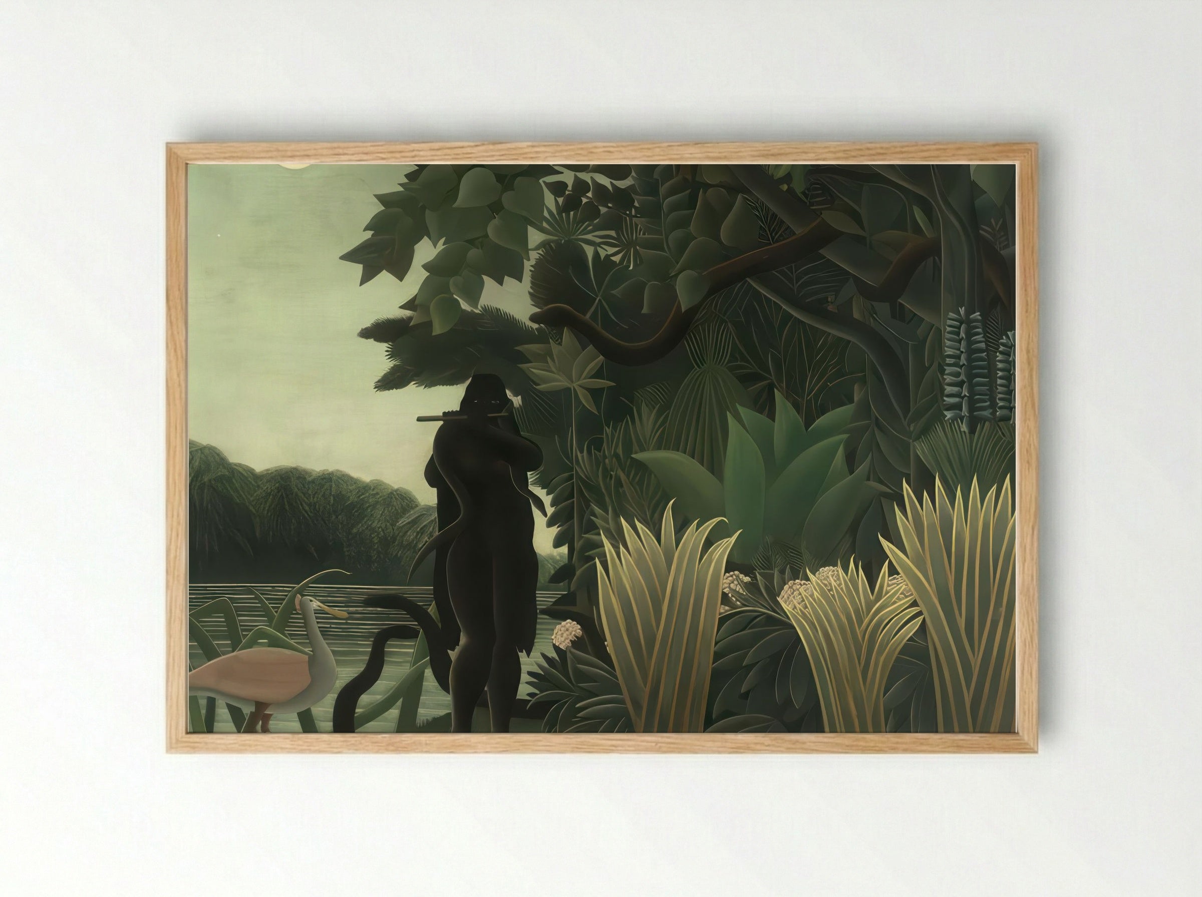 The Snake Charmer by Henri Rousseau – Naïve Art Jungle Mystery Print - Framed Print Wood