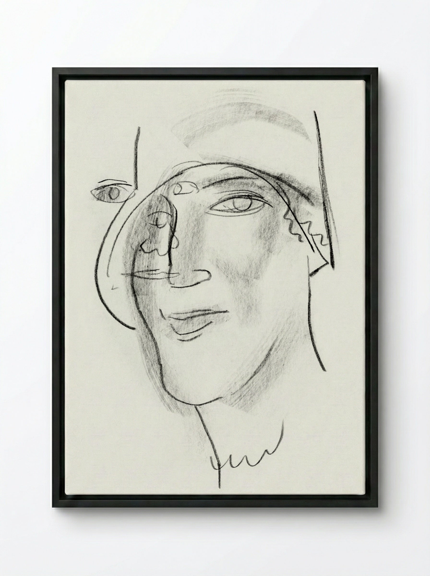 Woman's Head and Face - Leo Gestel - Framed Canvas Black
