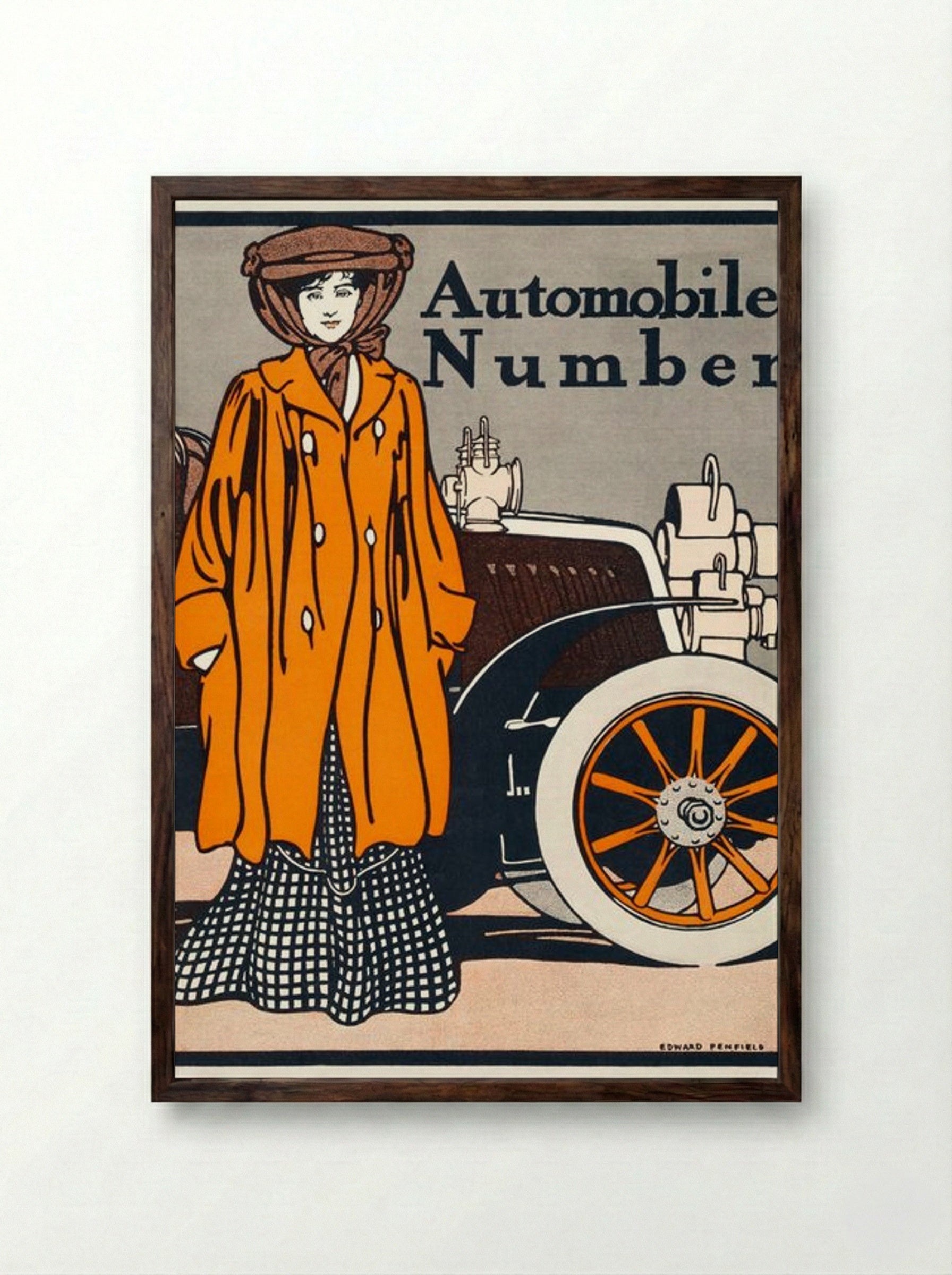 Automobile Number - Edward Penfield - Framed Print Dark Wood