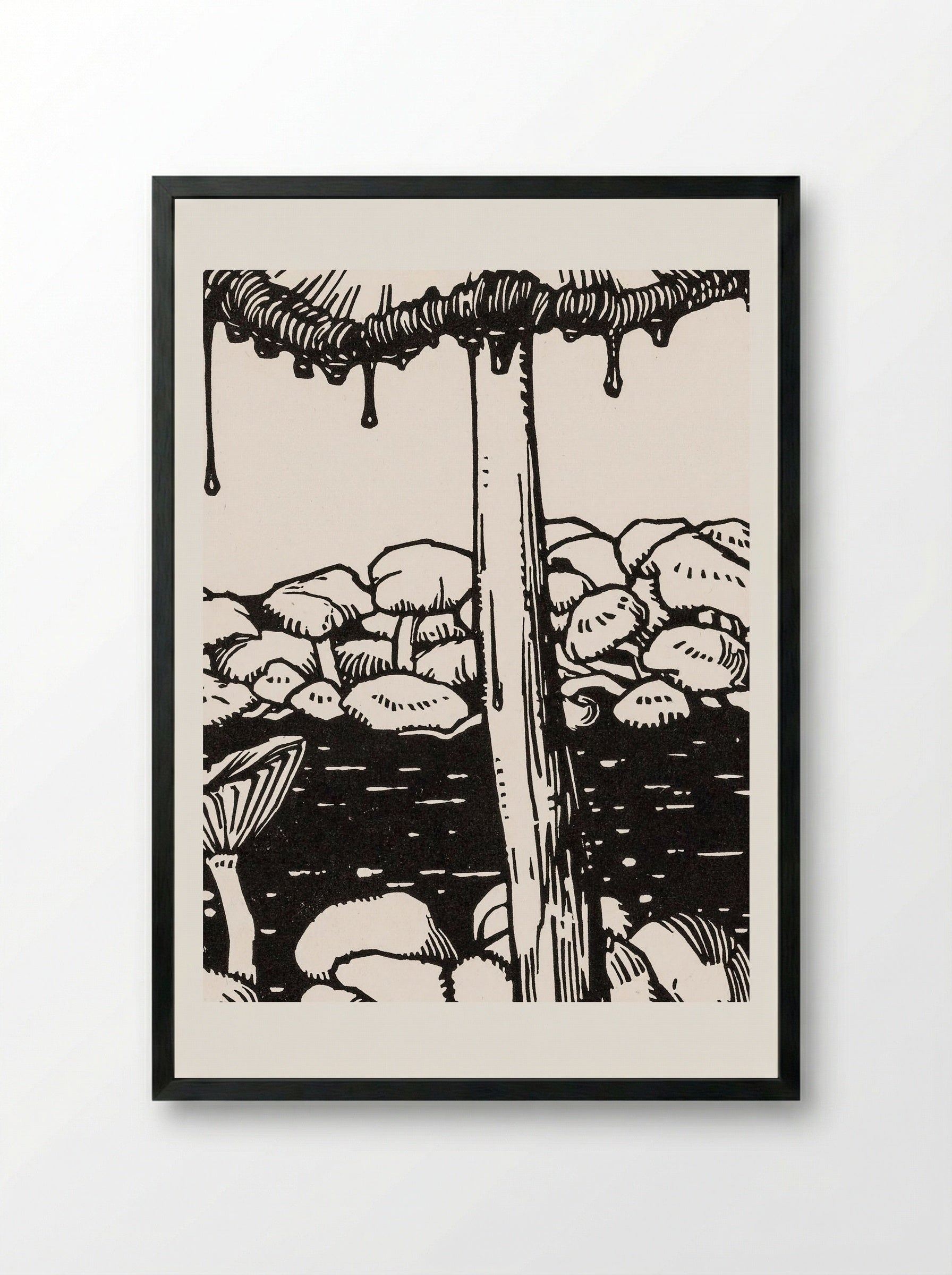 Dripping Mushroom - Julie de Graag - Framed Print Black