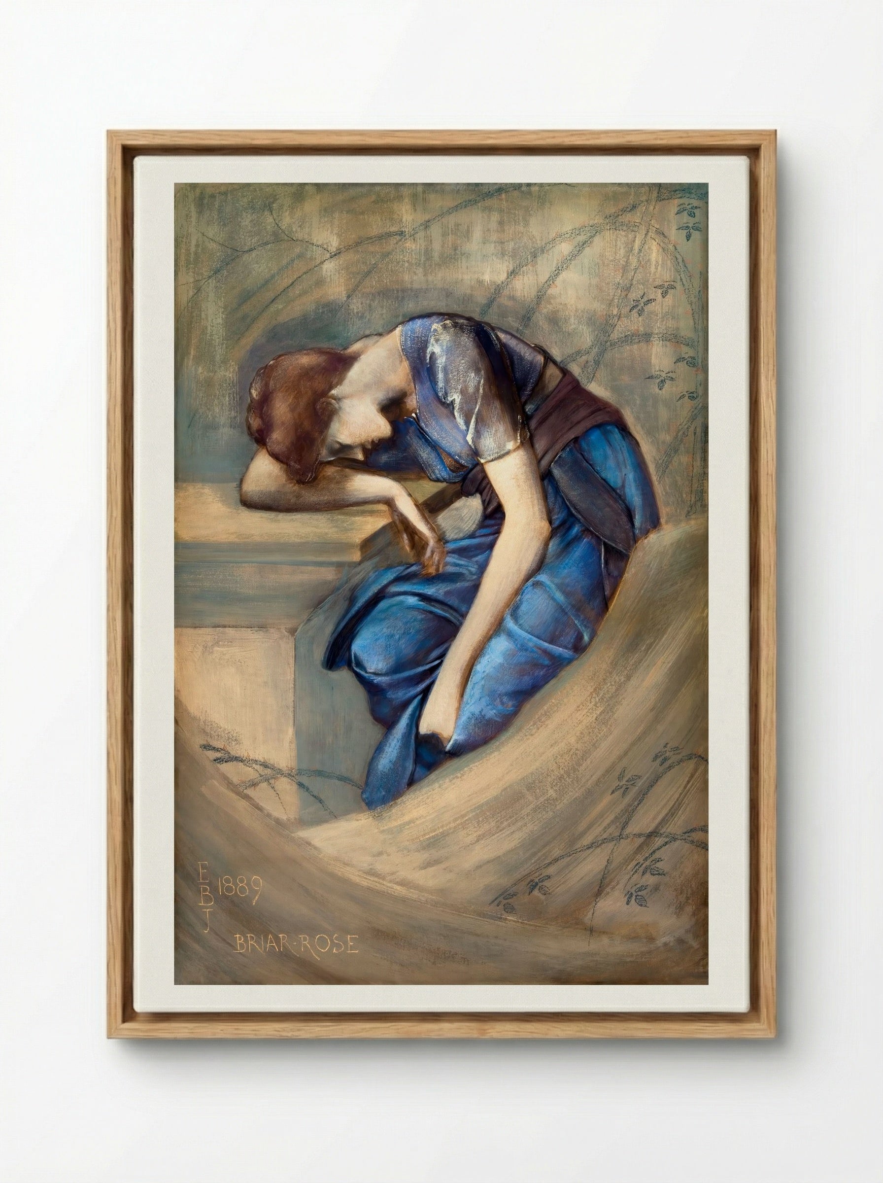 Study for 'The Garden Court' (from The Briar Rose Series) - Sir Edward Burne-Jones - Framed Canvas Wood