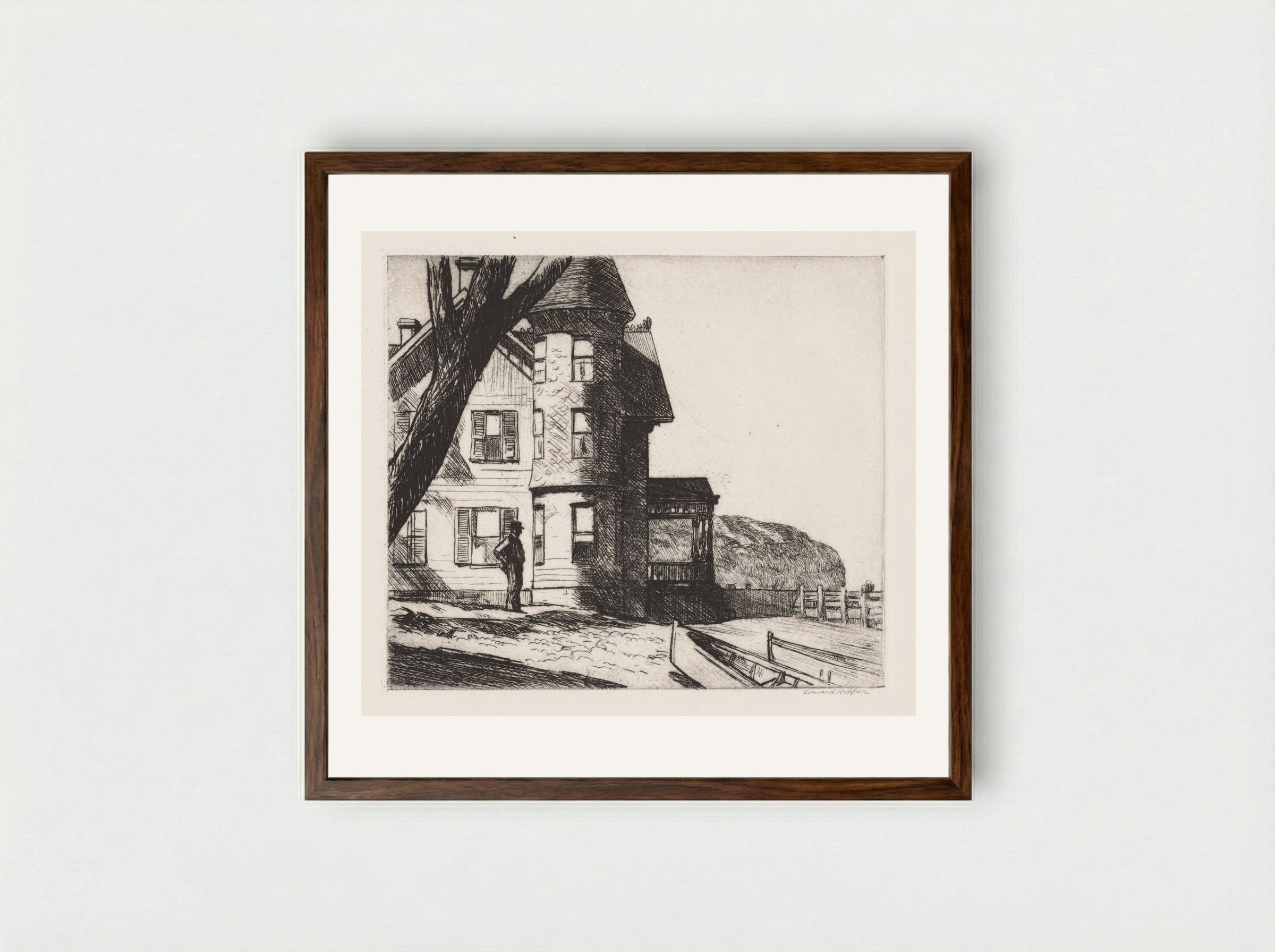 House by a River - Edward Hopper - Framed Print Dark Wood