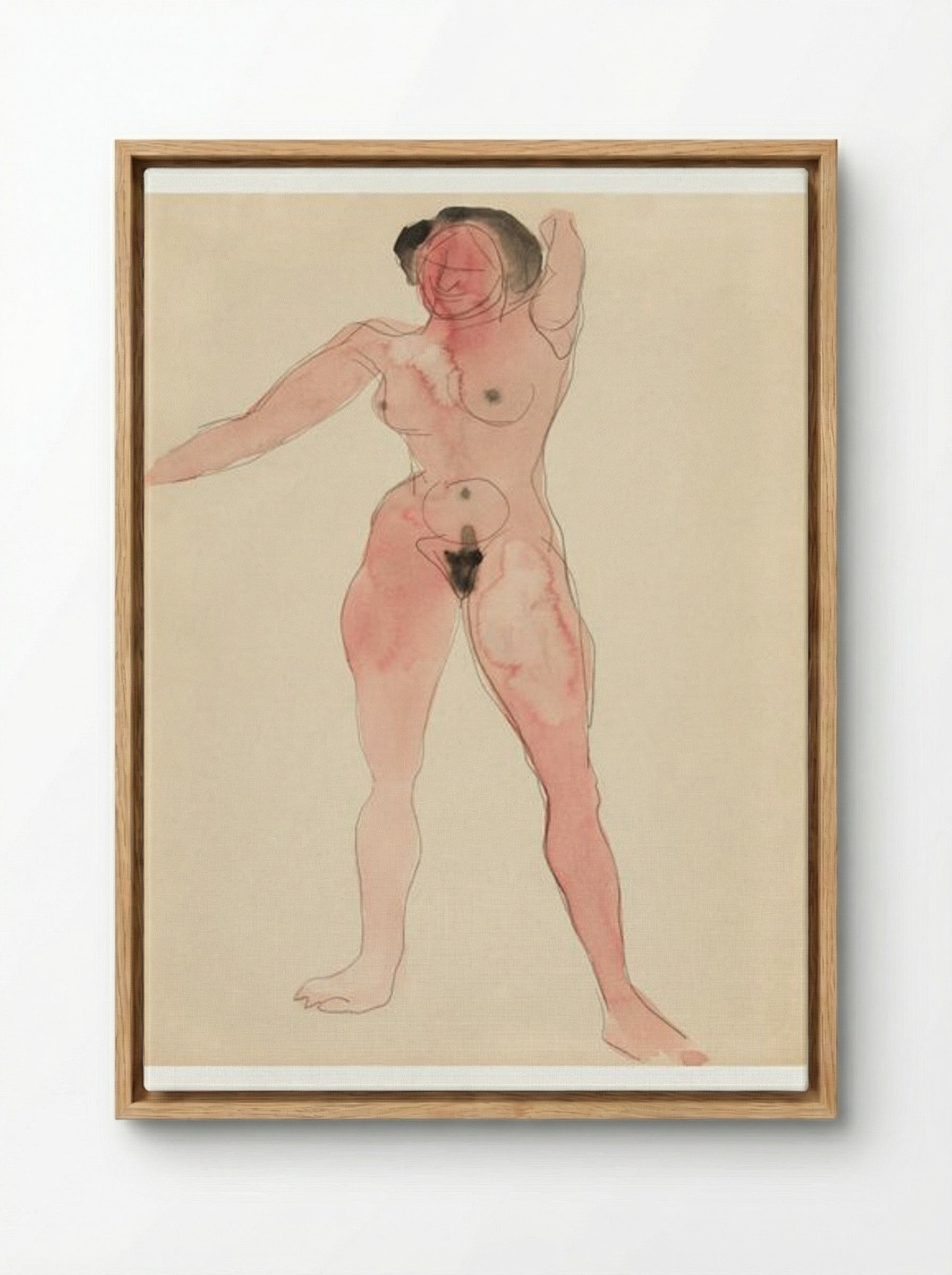 Female Nude (Standing Figure) - Charles Demuth - Framed Canvas Wood