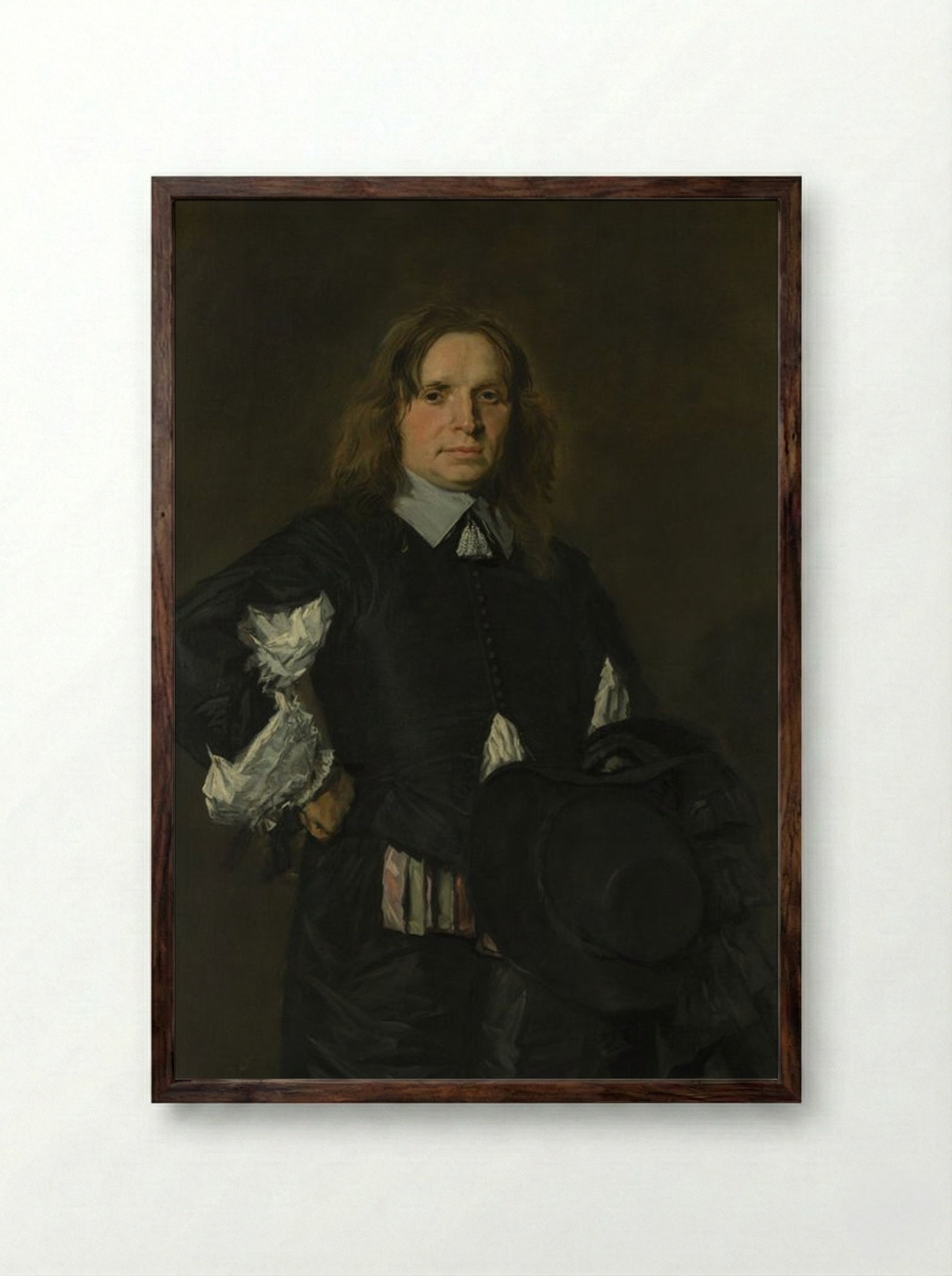 Portrait of a Man - Frans Hals - Framed Print Dark Wood