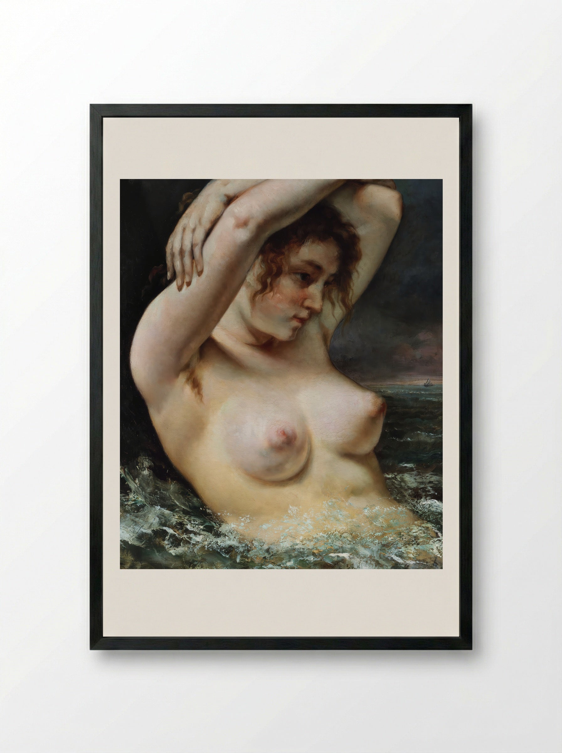 The Woman in the Waves - Gustave Courbet - Framed Print Black