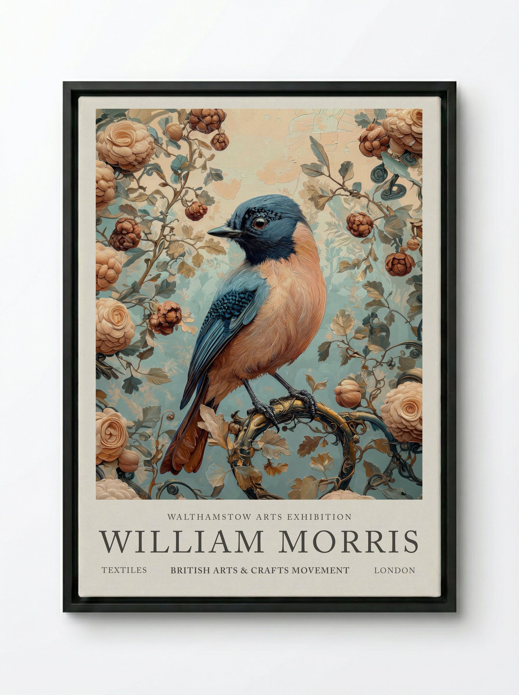 Jay Jubilee - William Morris - Framed Canvas Black