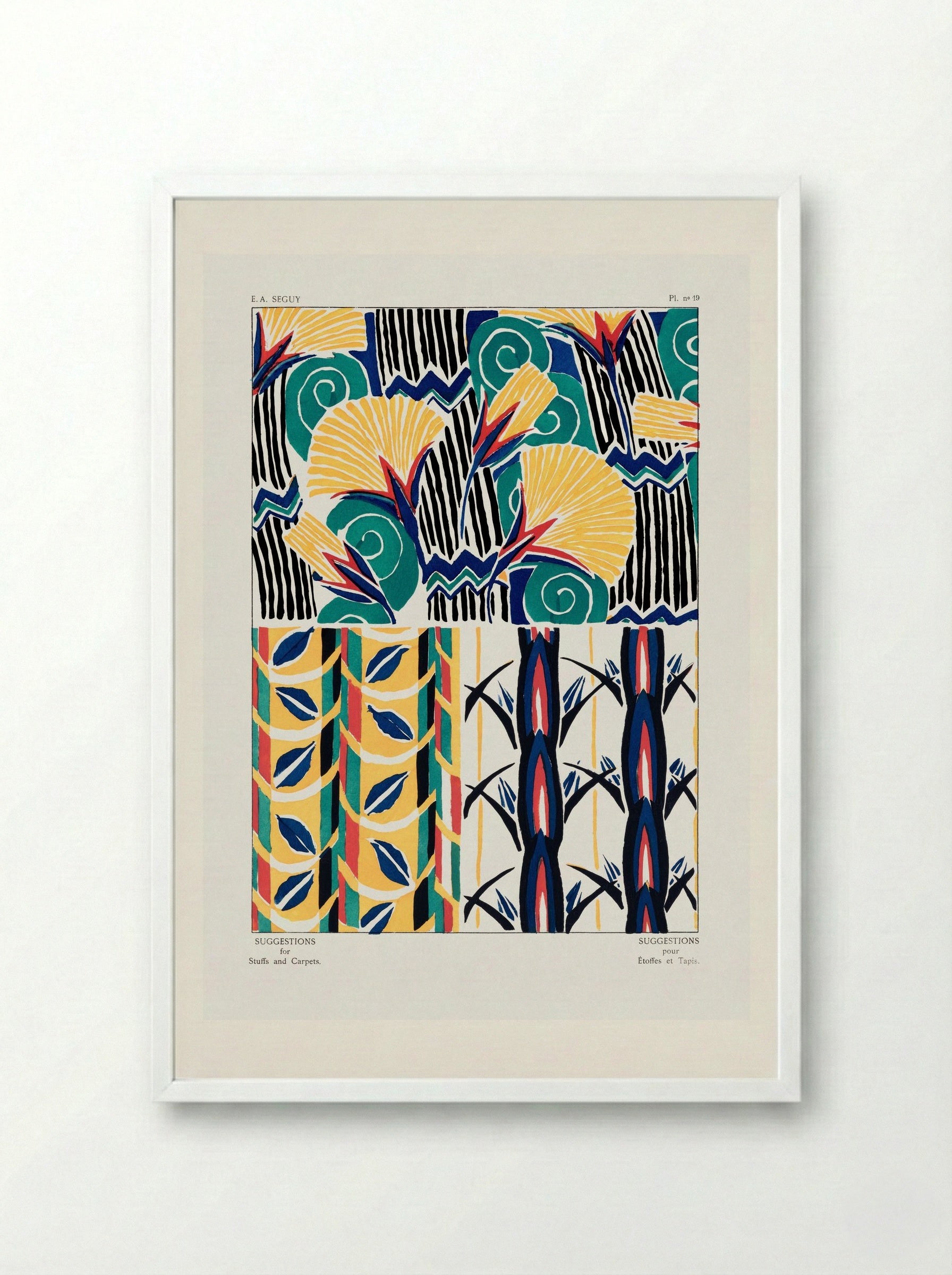 Suggestions for Stuffs and Carpets, Plate 19 - Émile-Allain Séguy - Framed Print White