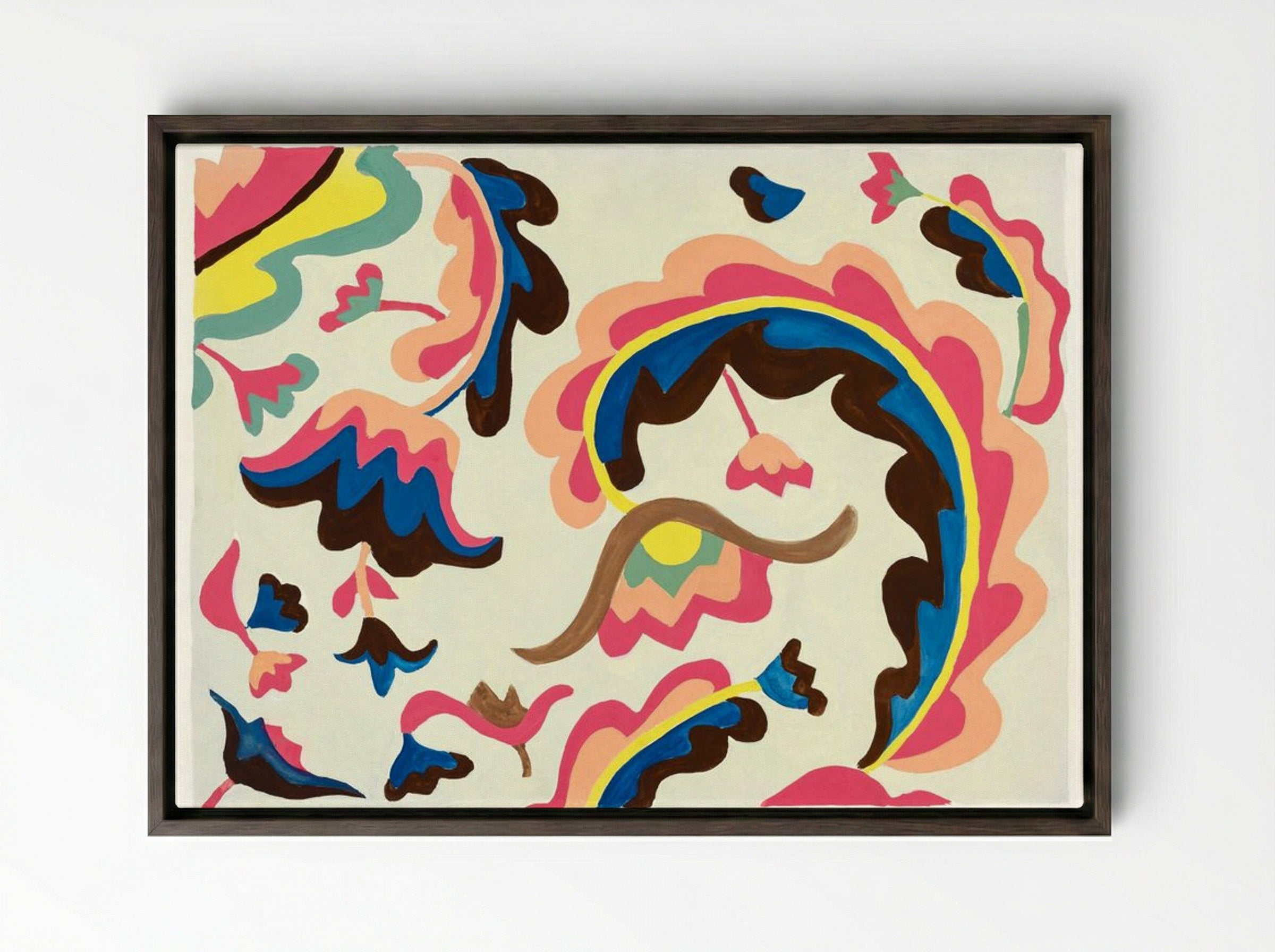 Design for Bedspread - Elizabeth 'Betty' Boyd - Framed Canvas Dark Wood