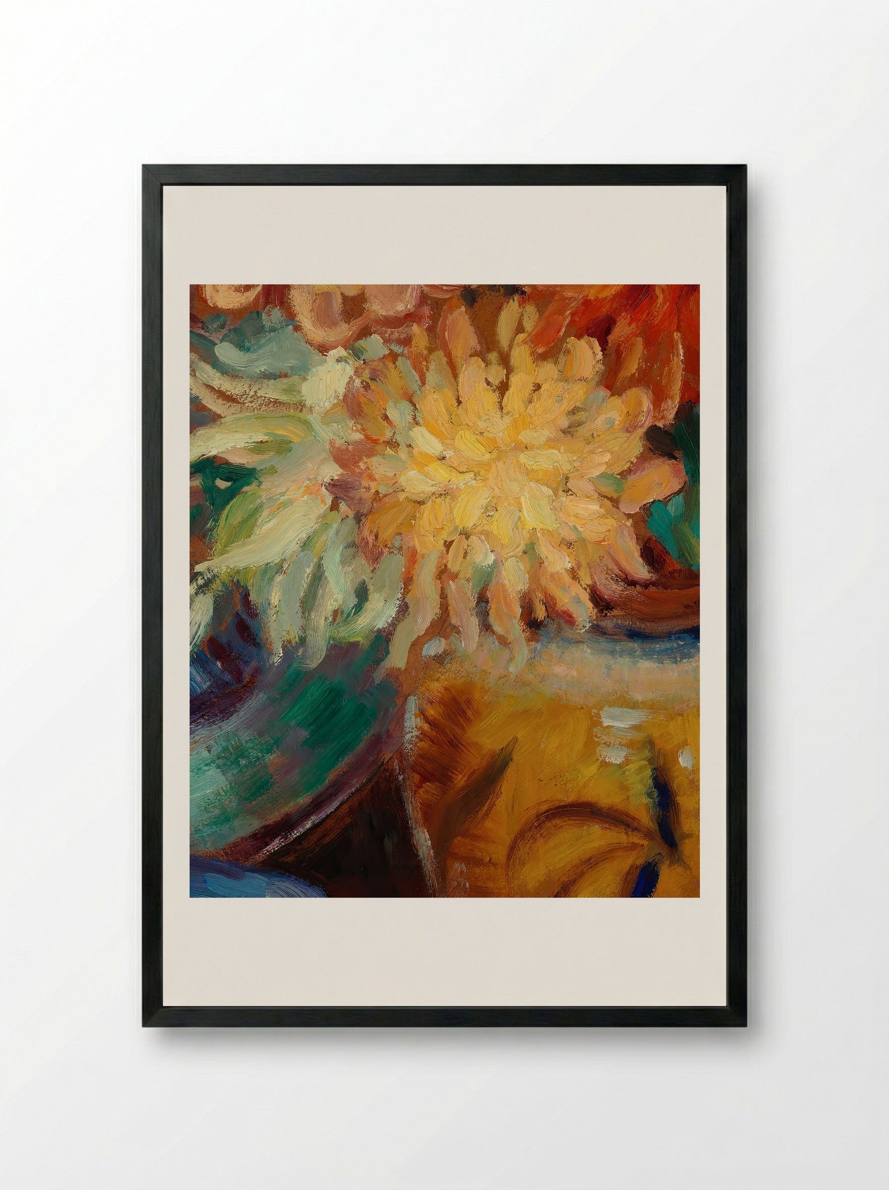 Chrysanthemums - Alfred William Finch - Framed Print Black