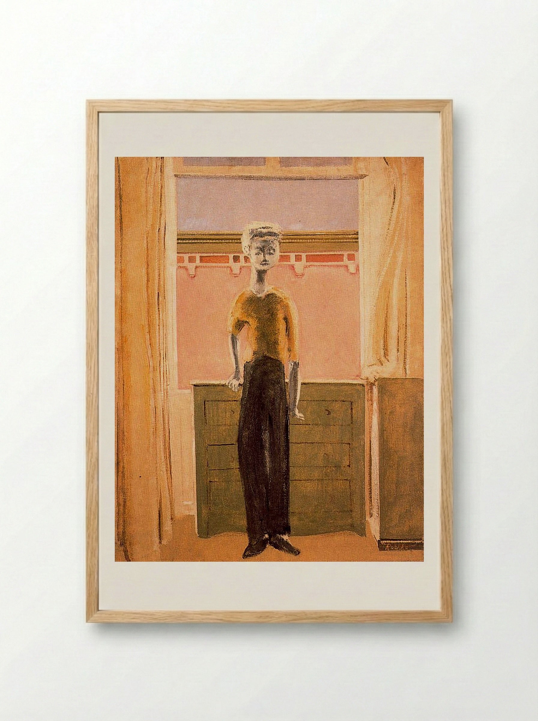 Untitled (Standing Figure in Interior) - Fine Art Print - Framed Print Wood