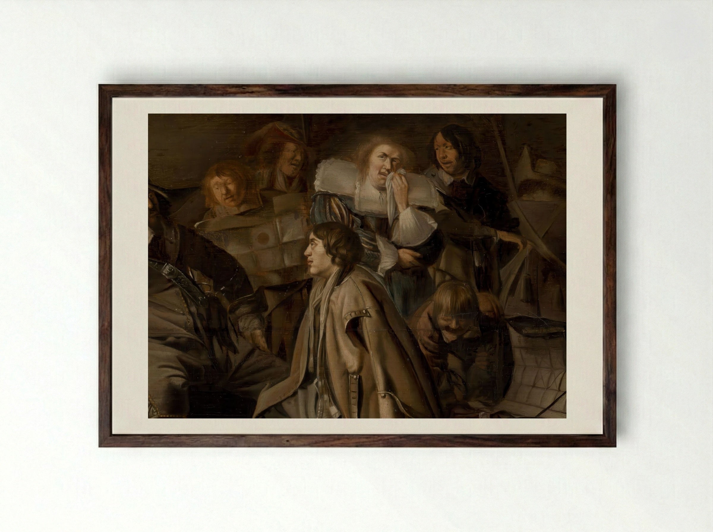 The Questioning of a Prisoner - Pieter Codde - Framed Print Dark Wood
