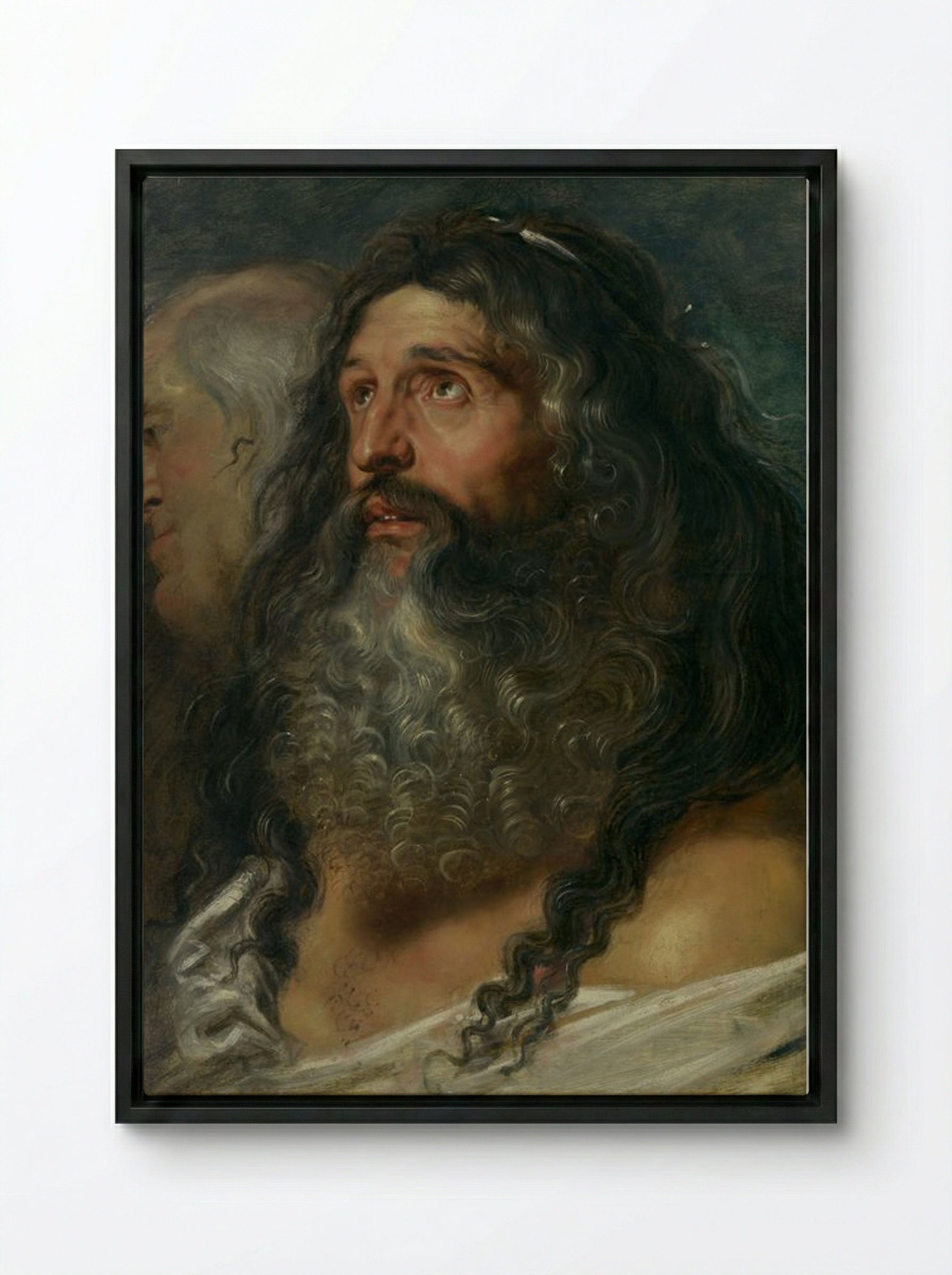 Study of Two Heads - Peter Paul Rubens - Framed Canvas Black