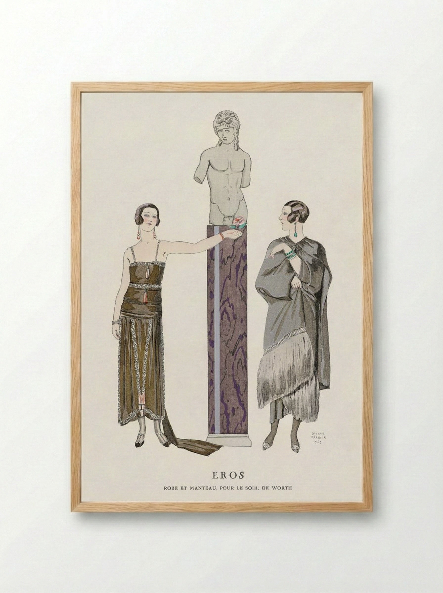 Eros: Robe et Manteau pour le Soir, de Worth - George Barbier - Framed Print Wood