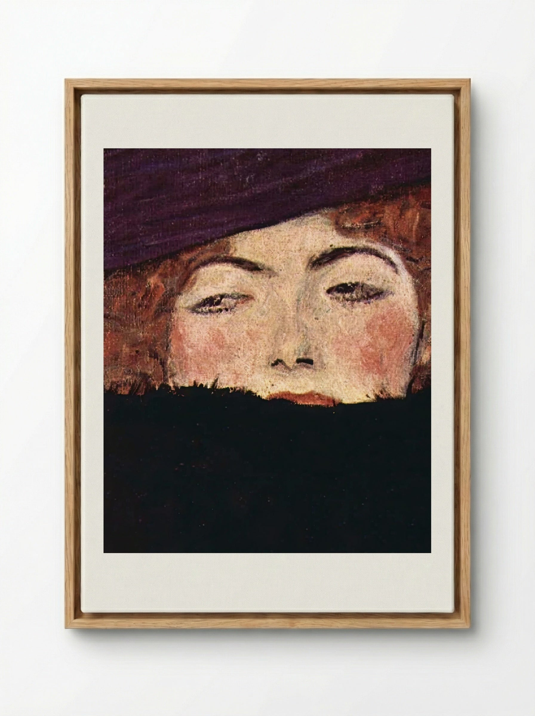 Dame mit Hut und Federboa - Gustav Klimt - Framed Canvas Wood