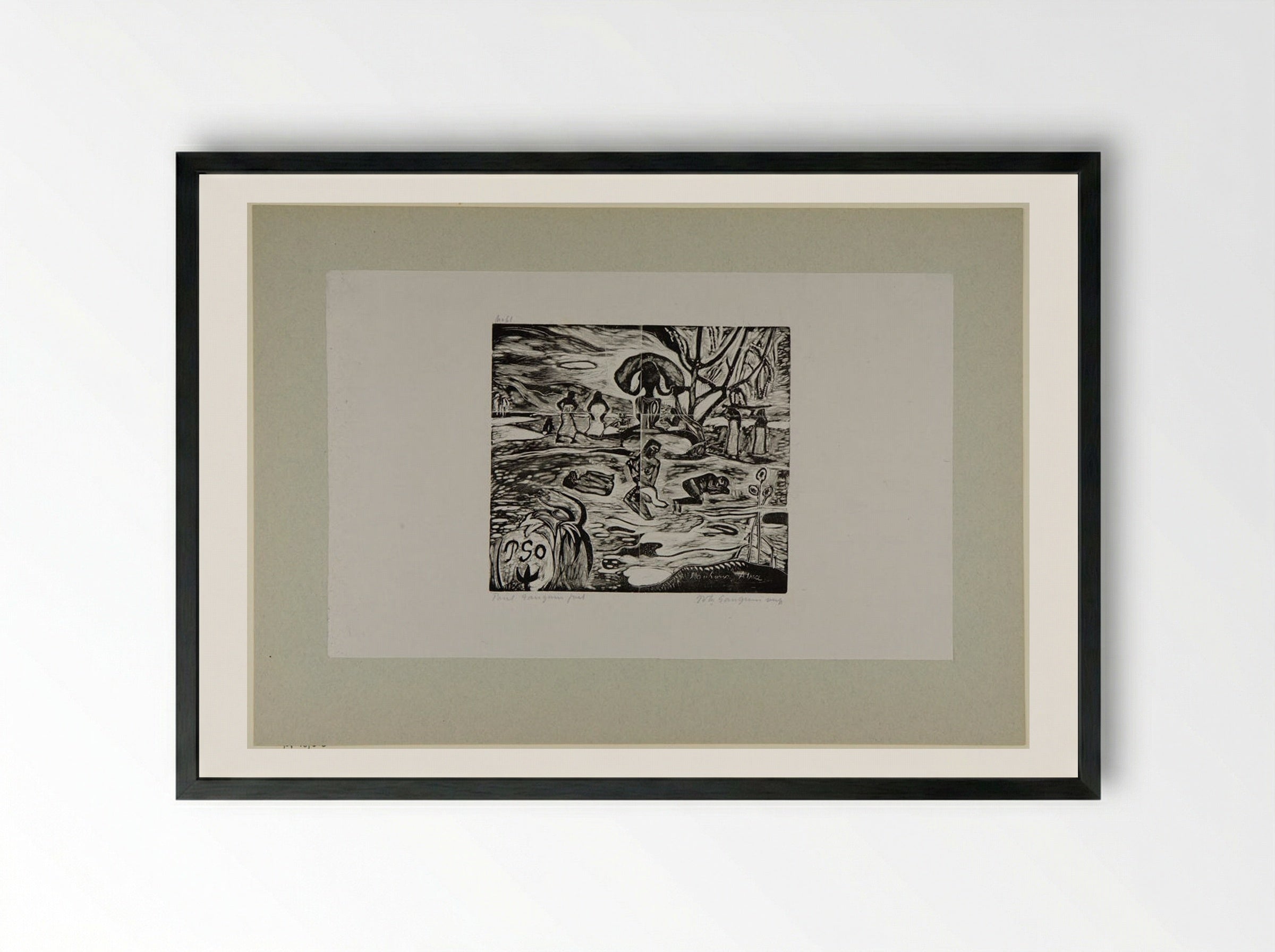 Mahana Atua (Day of the Gods) - Paul Gauguin - Framed Print Black