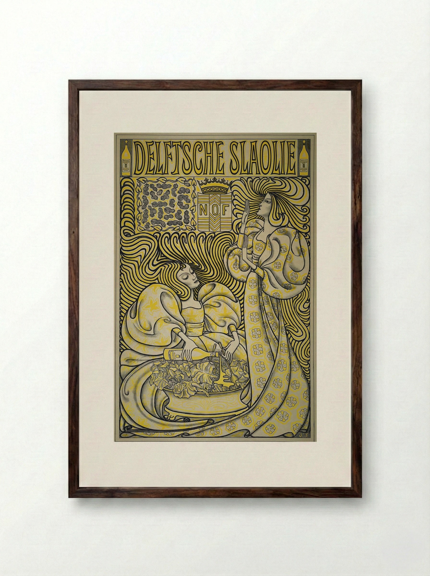 Poster for Delft Salad Oil - Jan Toorop - Framed Print Dark Wood