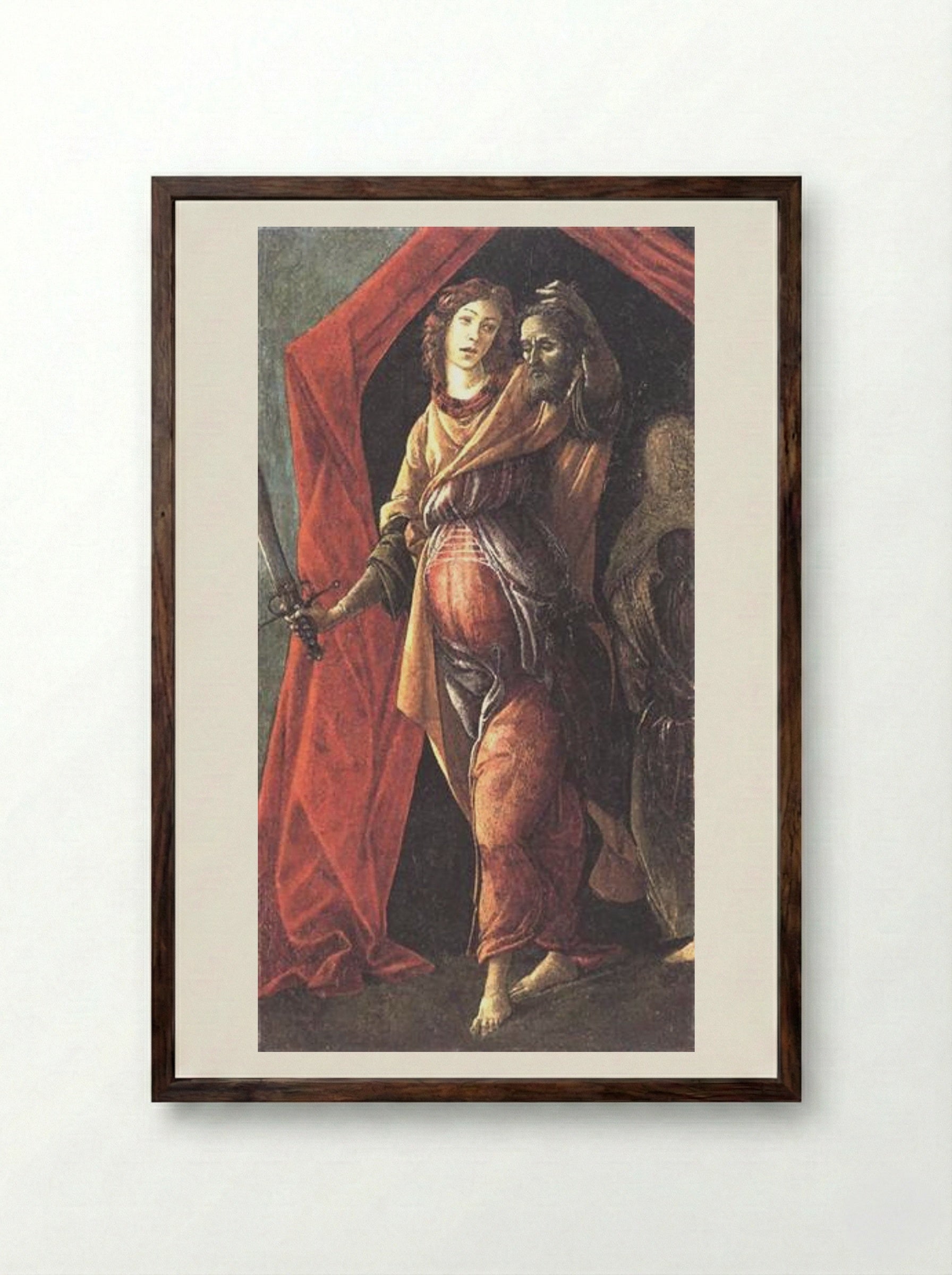 Judith Leaving the Tent of Holofernes - Sandro Botticelli - Framed Print Dark Wood