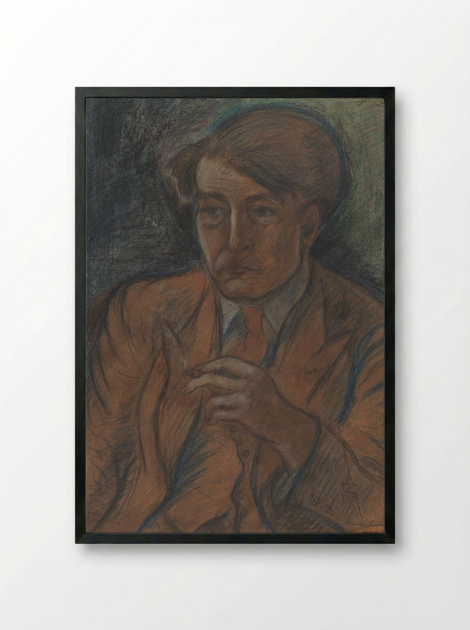 Study for a Portrait of Søren Hjorth Nielsen - John Christensen - Framed Print Black