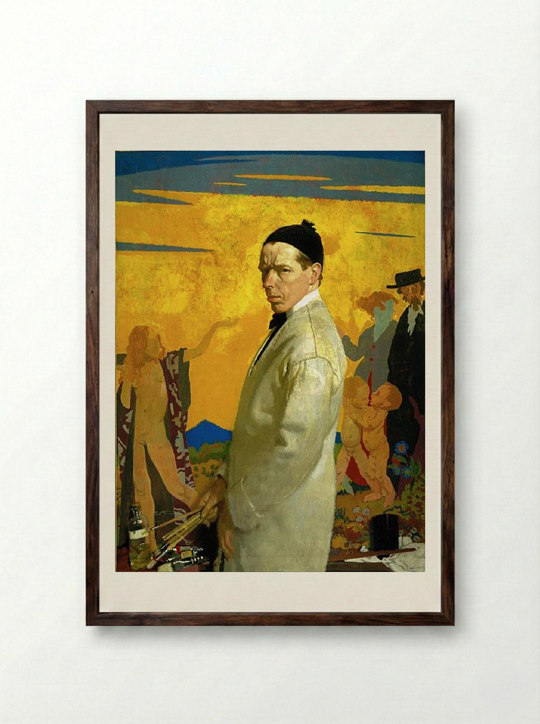 Self-Portrait: Sowing New Seed - William Orpen - Framed Print Dark Wood