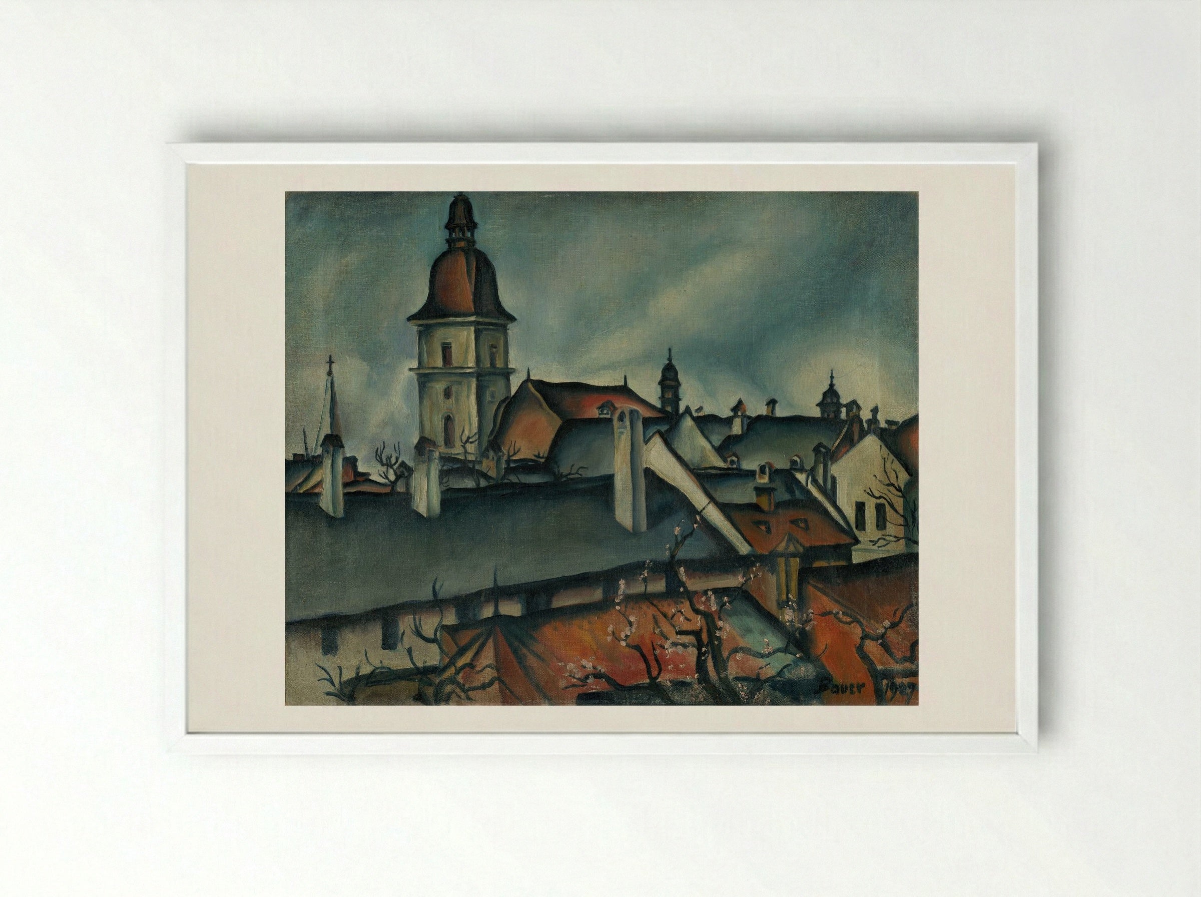 View of Kőszeg - Konstantin Bauer - Framed Print White