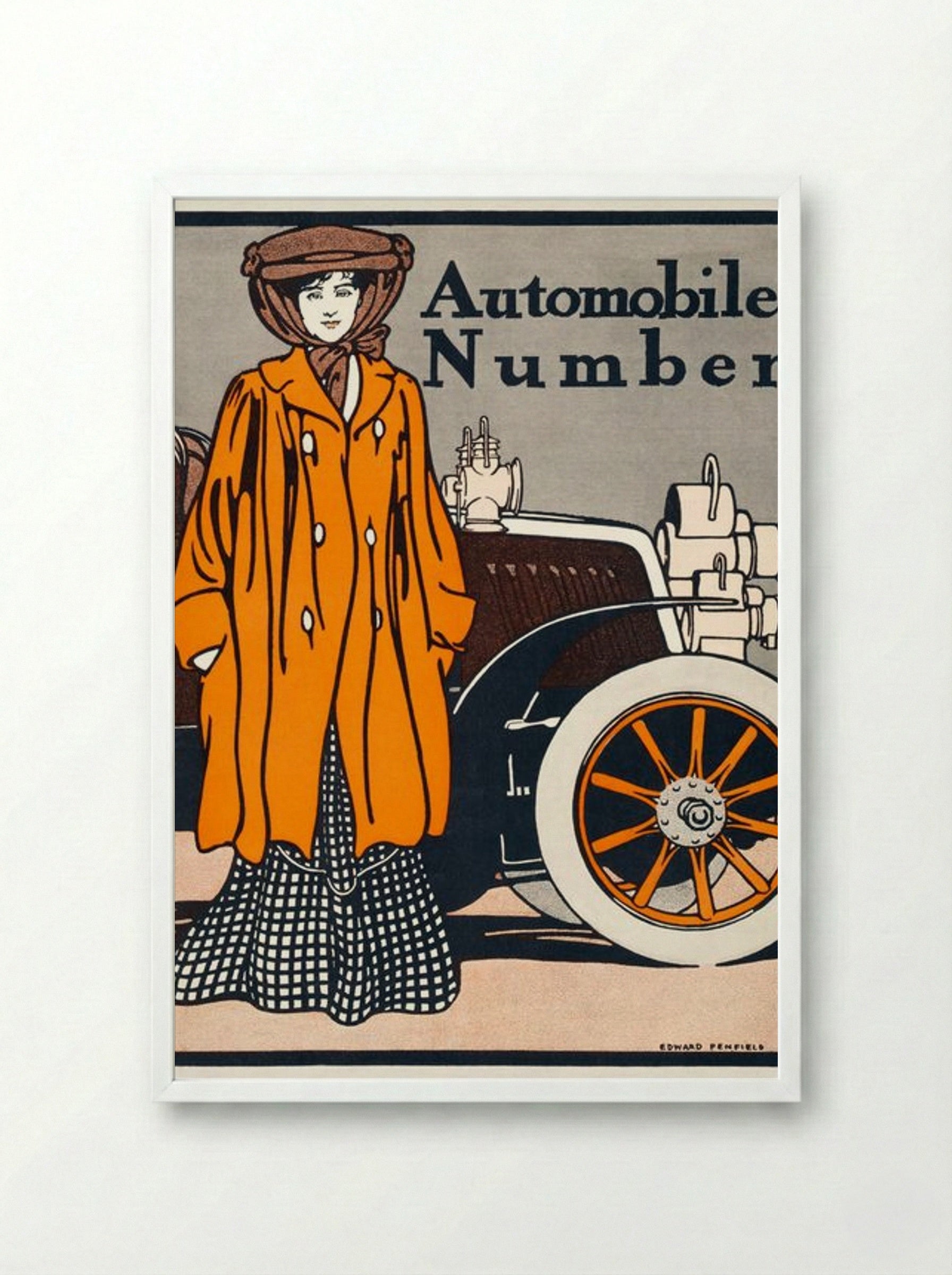 Automobile Number - Edward Penfield - Framed Print White