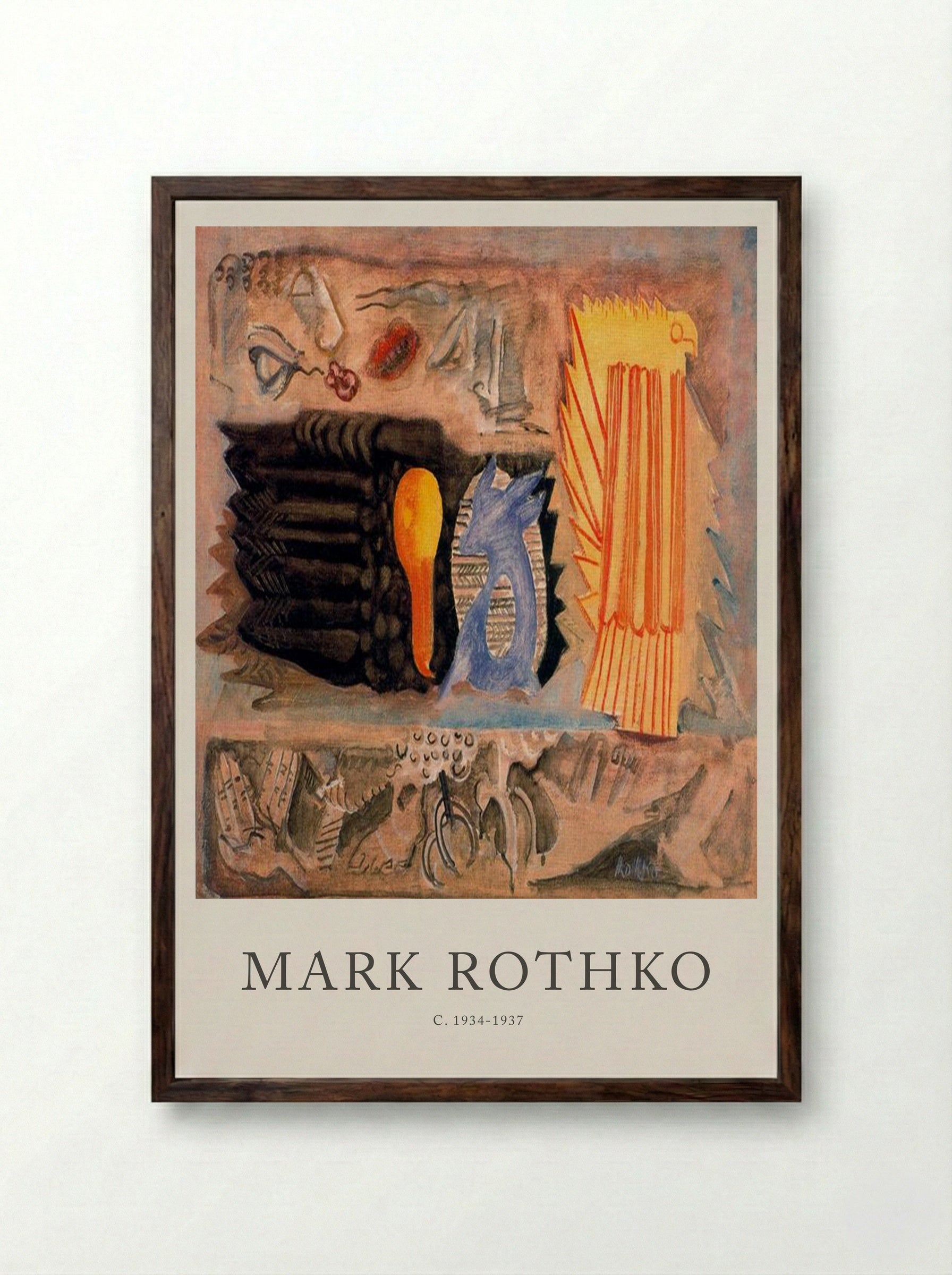 Untitled (Surrealist Composition) - Mark Rothko - Framed Print Dark Wood