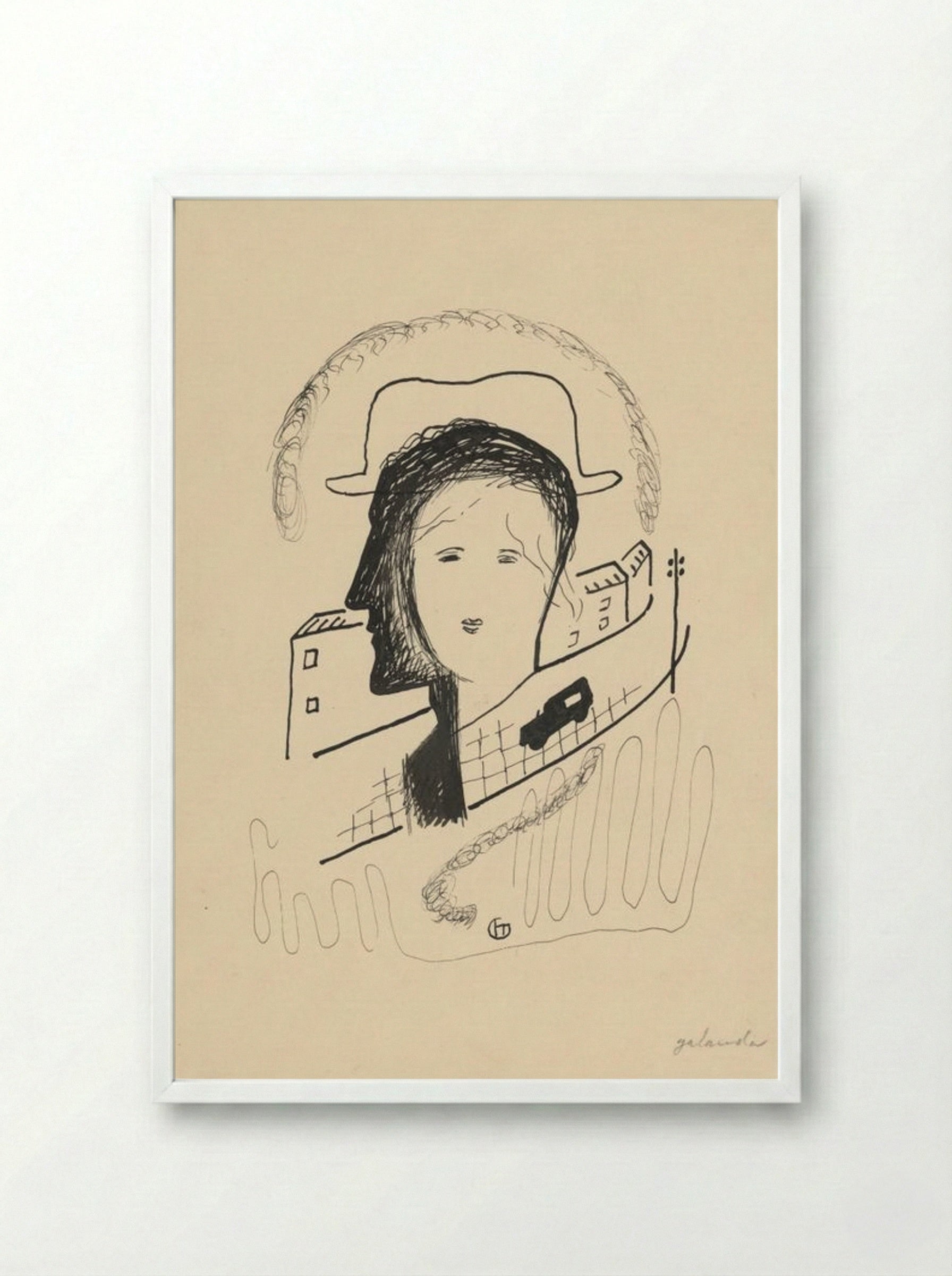Couple in a Landscape - Mikuláš Galanda - Framed Print White
