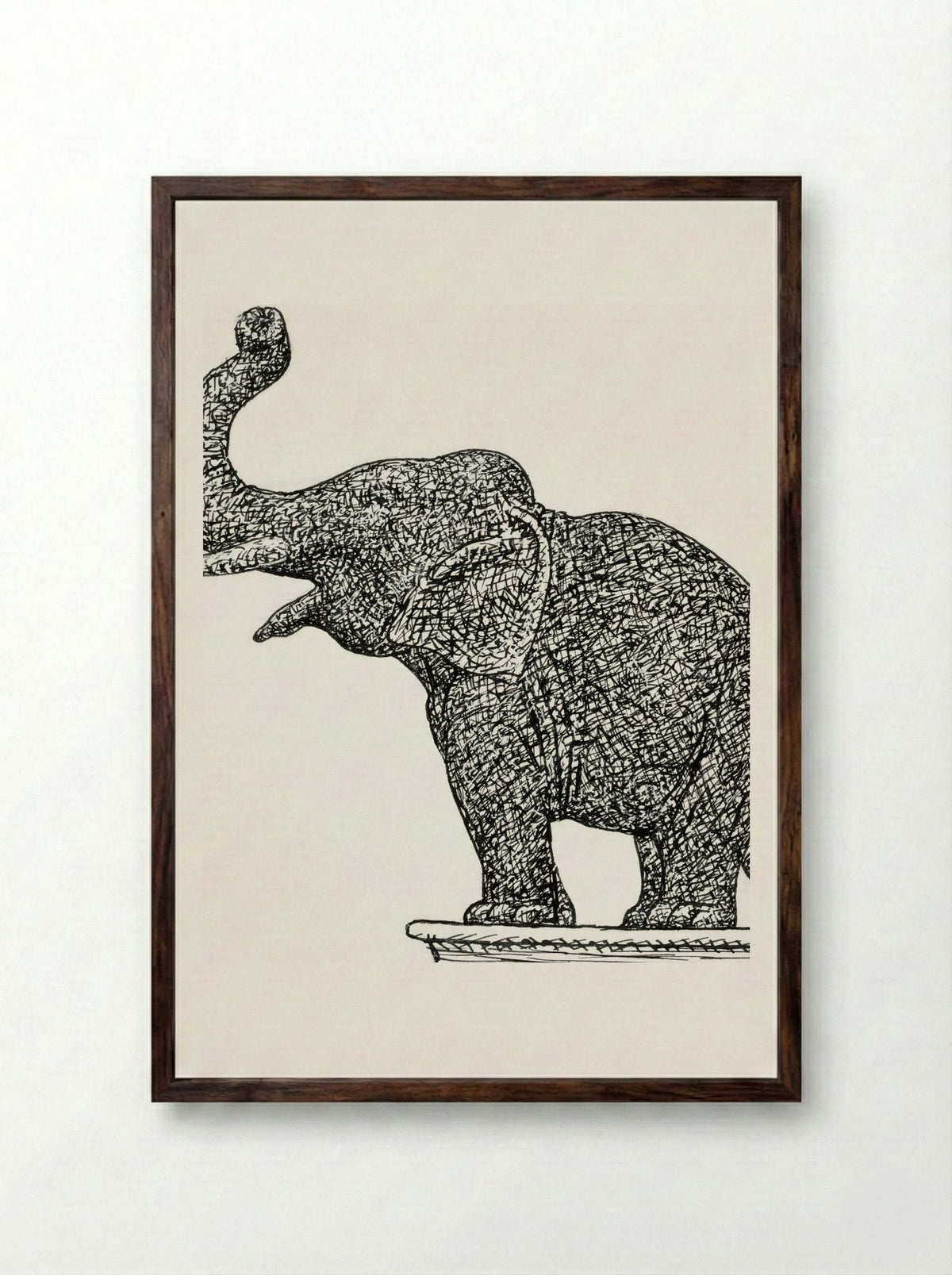 Elephant on a Book - Leo Gestel - Framed Print Dark Wood