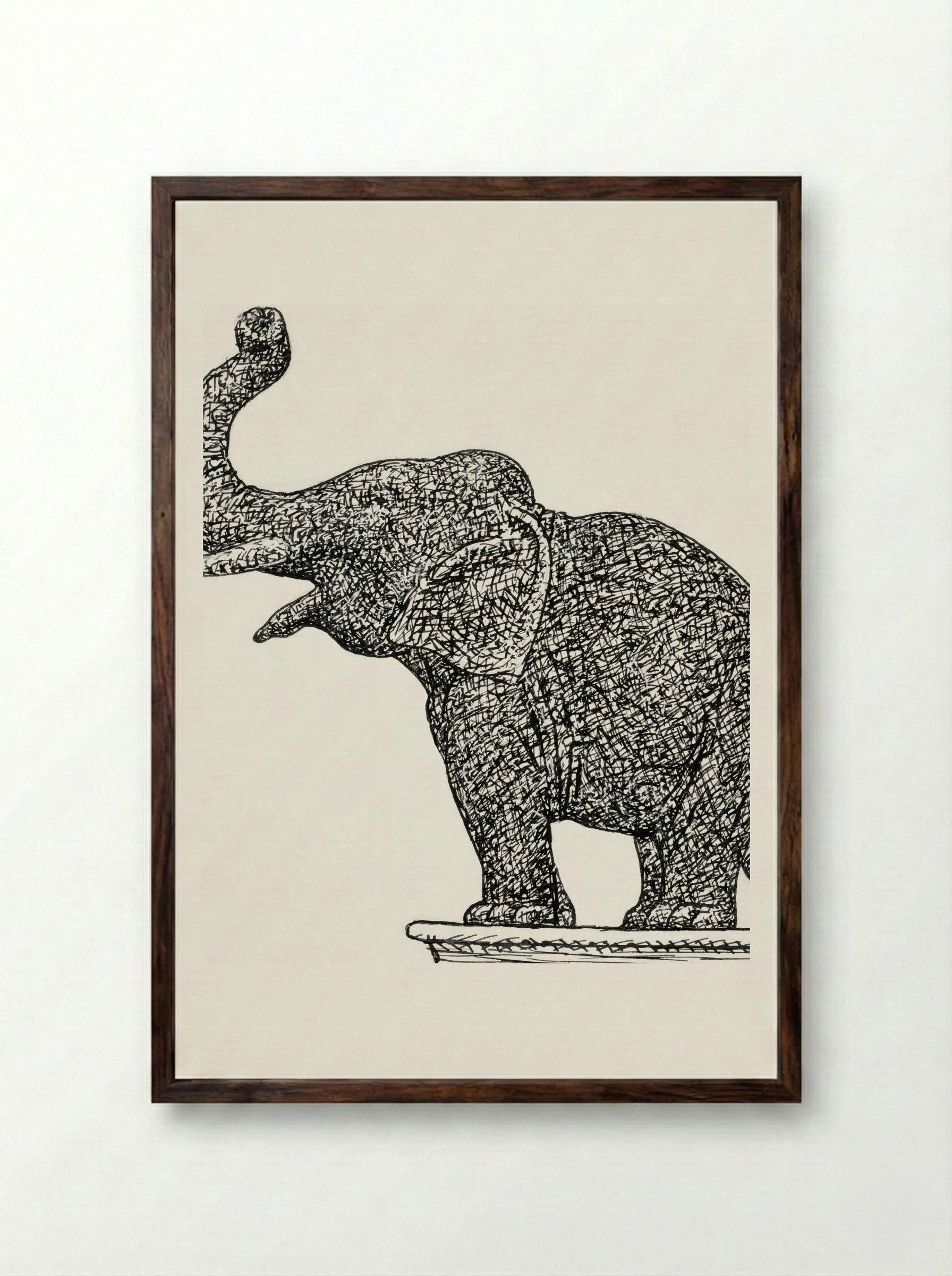 Elephant on a Book - Leo Gestel - Framed Print Dark Wood