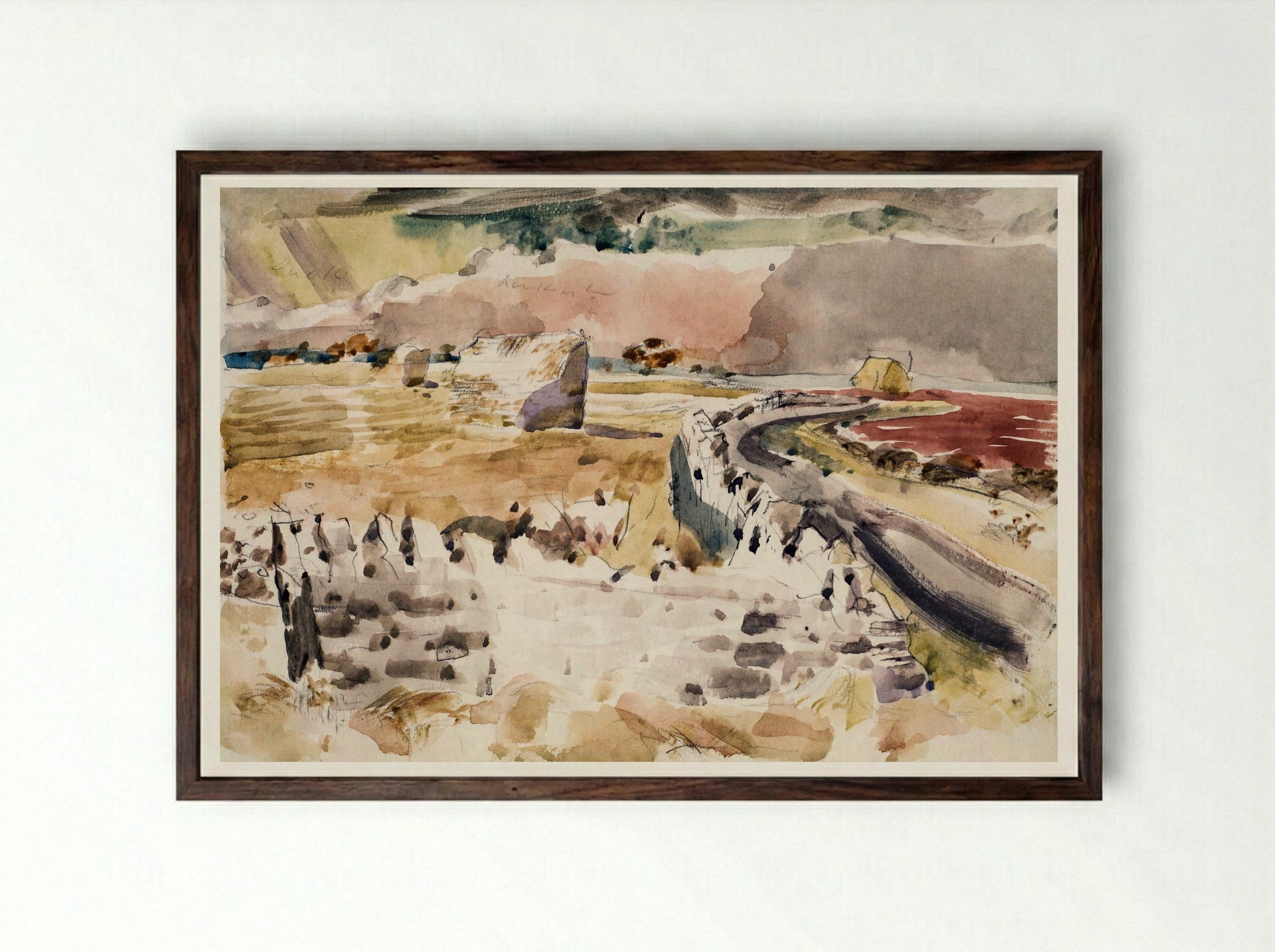 Oxfordshire Landscape - Paul Nash - Framed Print Dark Wood
