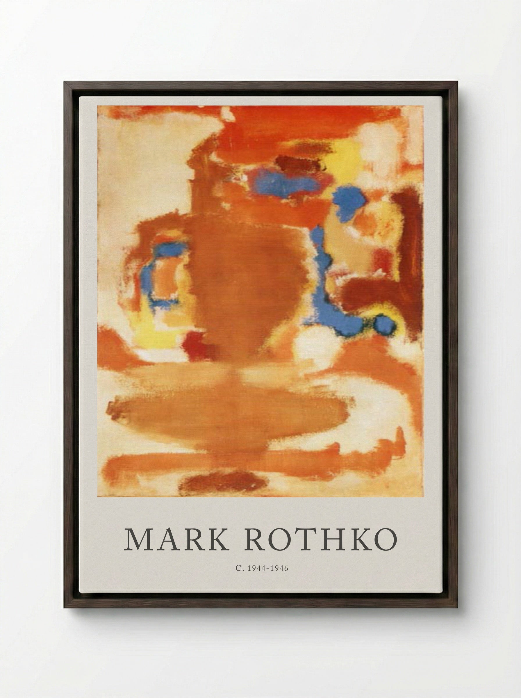 Untitled (Composition with Brown, Orange, and Blue) - Mark Rothko - Framed Canvas Dark Wood