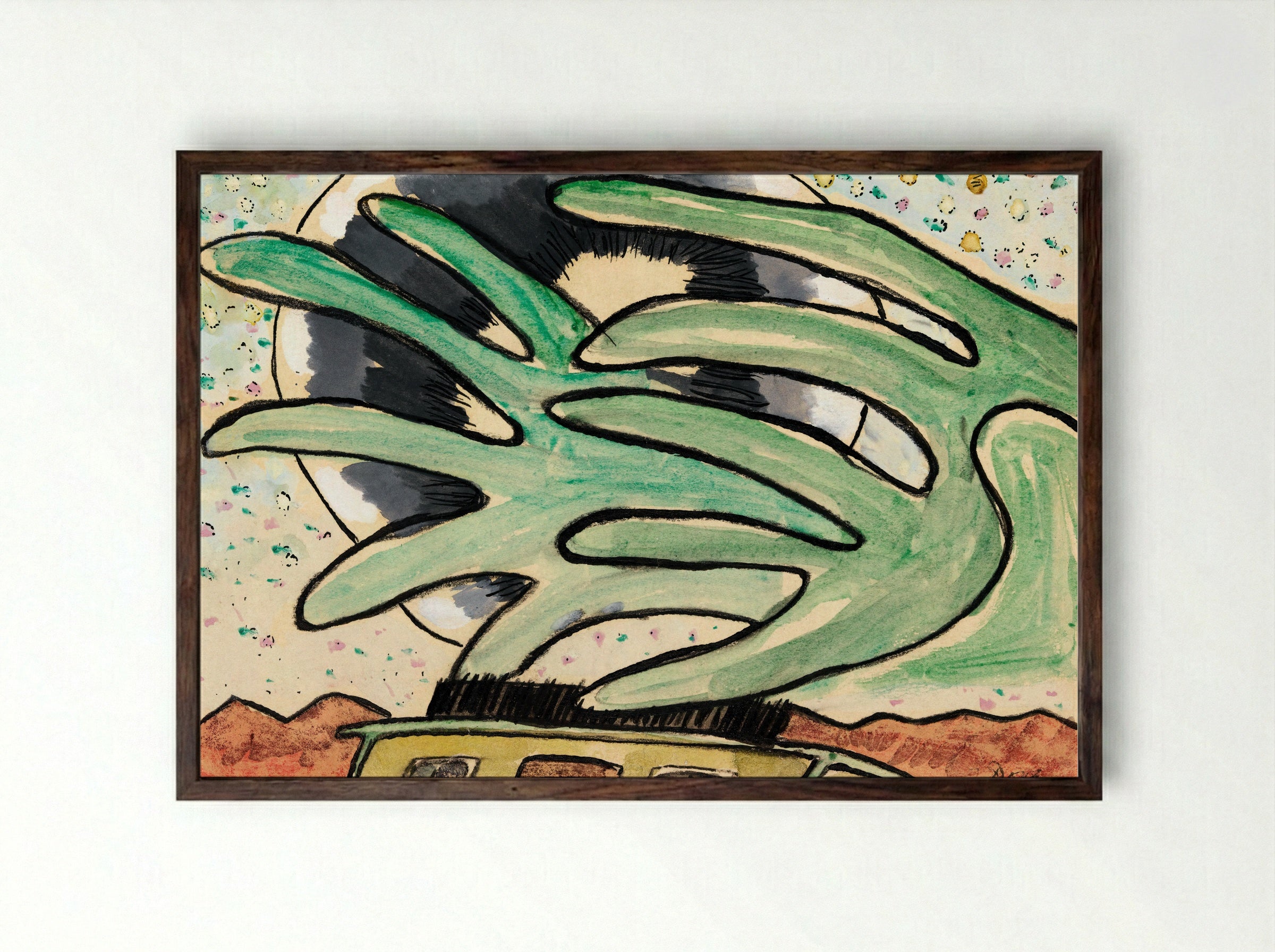 Silver Ball, Barge, and Trees - Arthur Dove - Framed Print Dark Wood