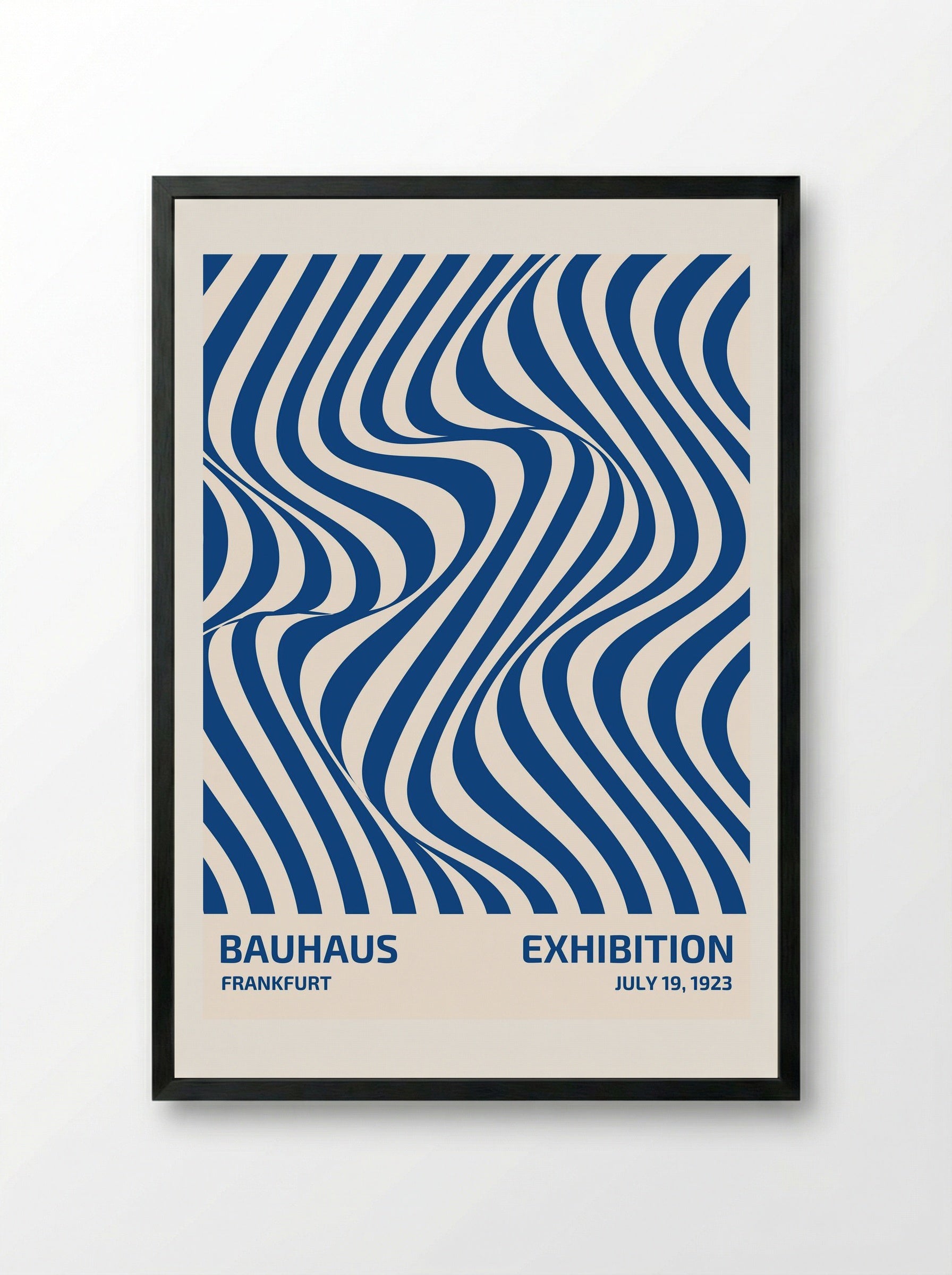 Bauhaus Optical Waves – Blue Edition (1923) - Framed Print Black