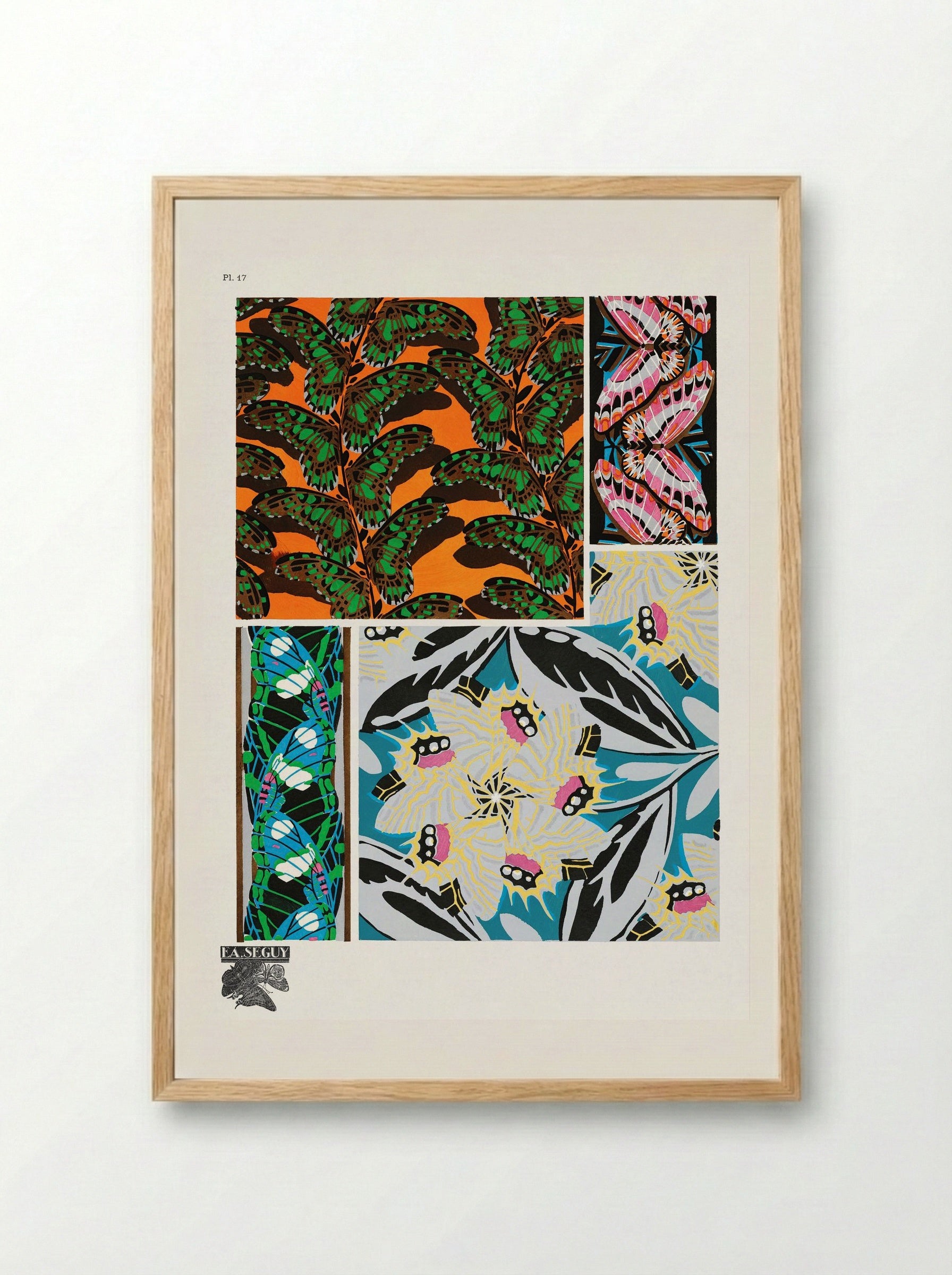 Butterflies Pattern Plate 17 - Émile-Allain Séguy - Framed Print Wood