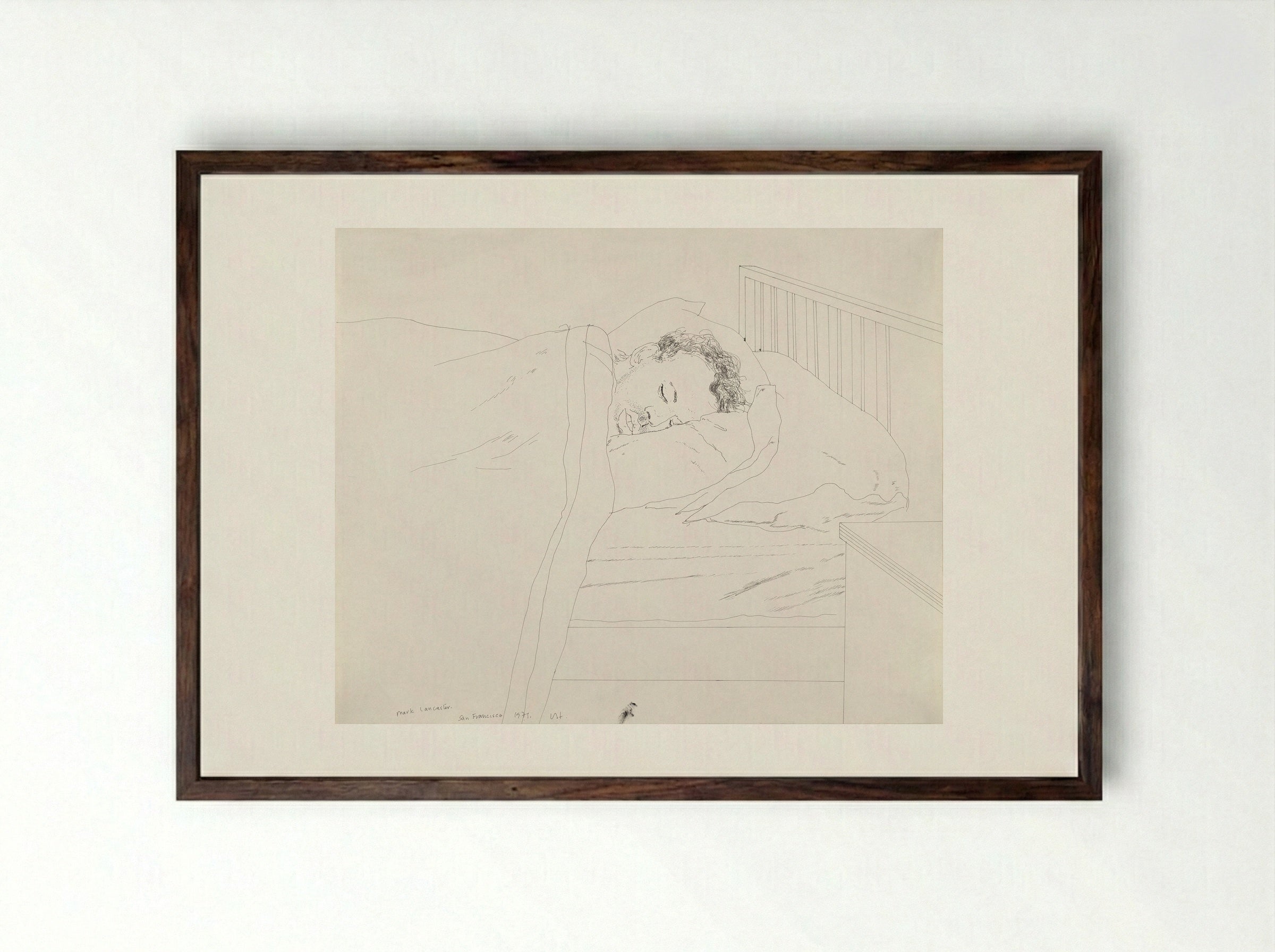 Mark Lancaster Asleep - David Hockney - Framed Print Dark Wood