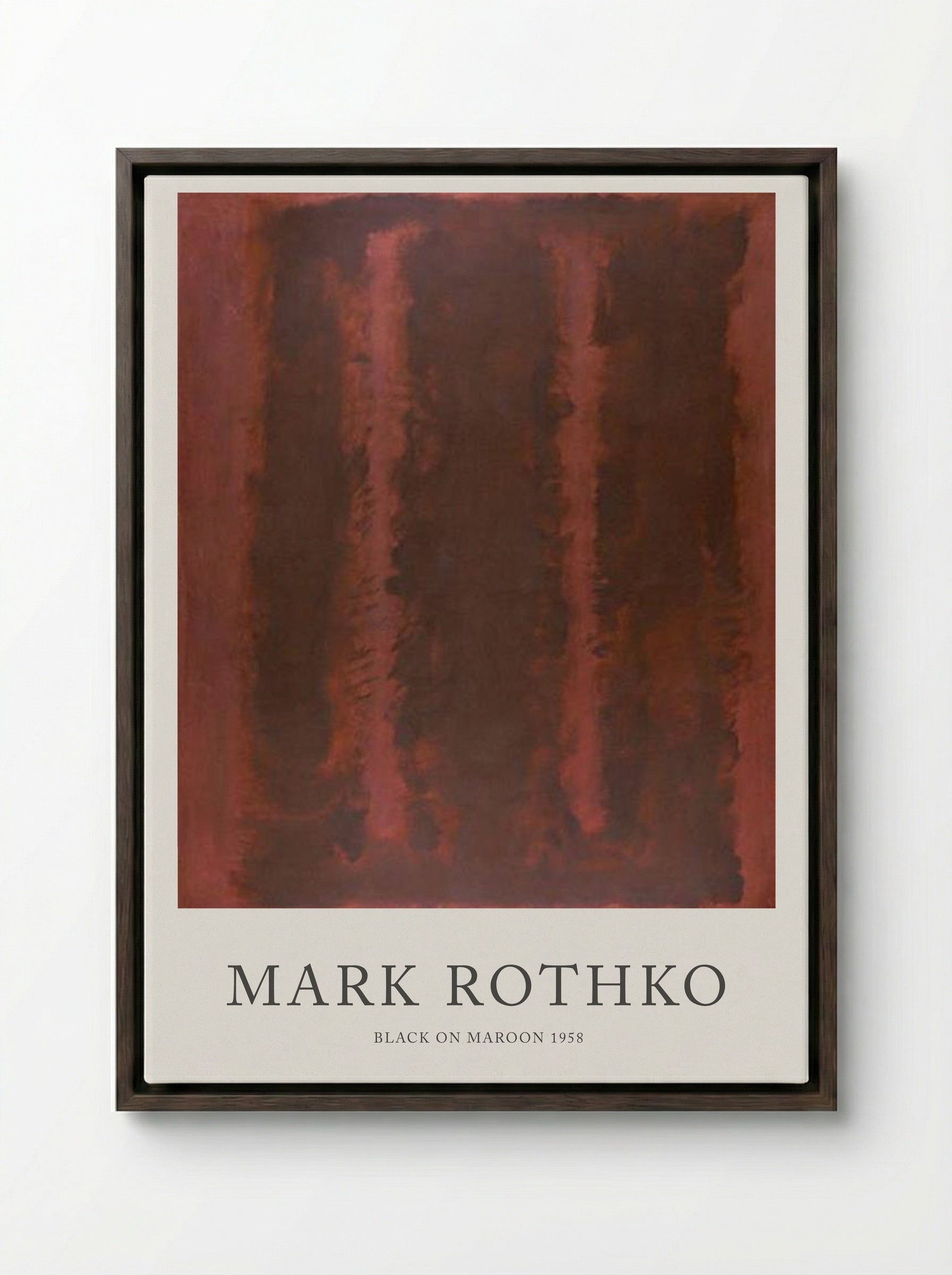 Black on Maroon - Mark Rothko - Framed Canvas Dark Wood