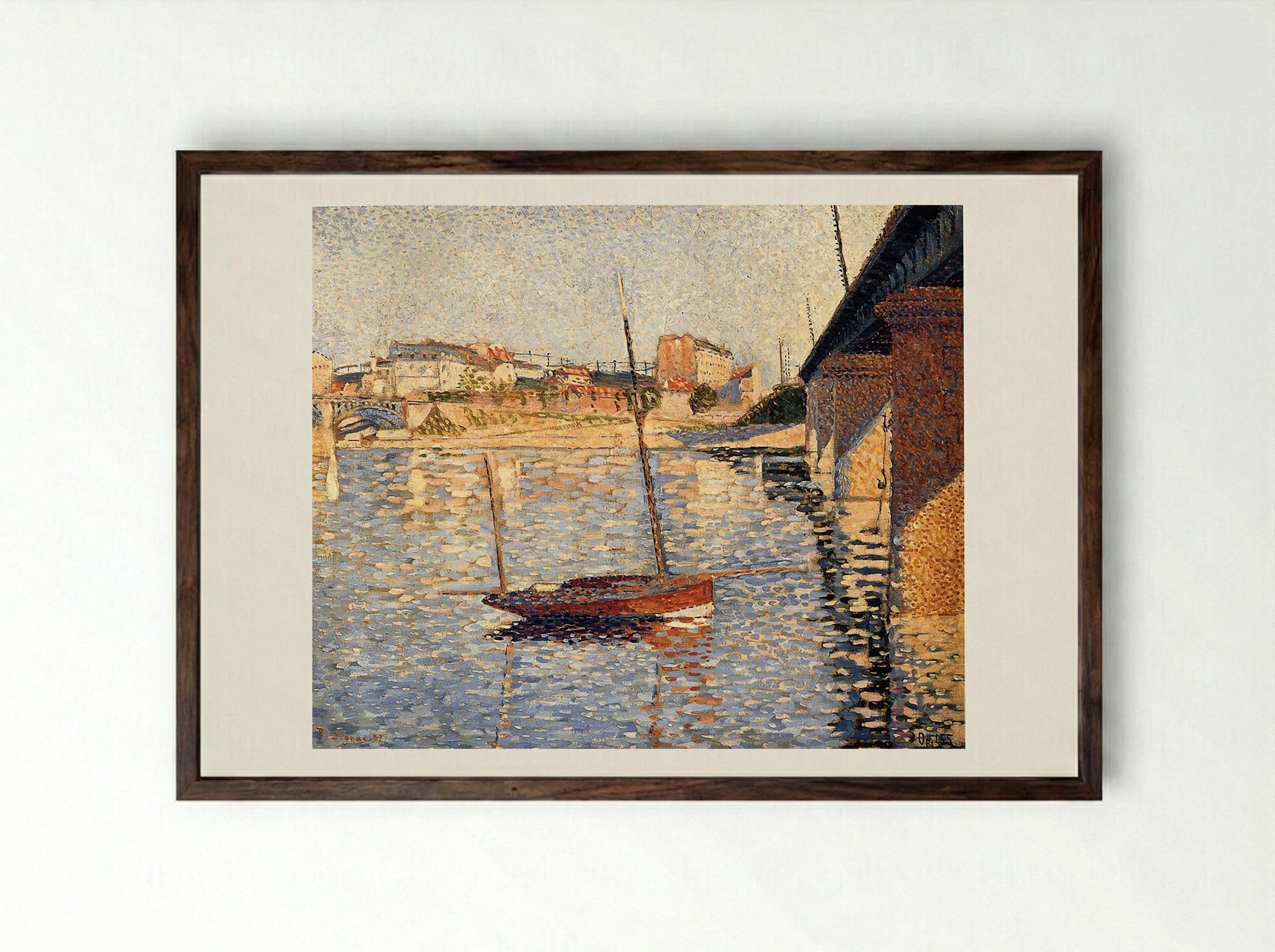 Le Clipper, Asnieres - Paul Signac - Framed Print Dark Wood