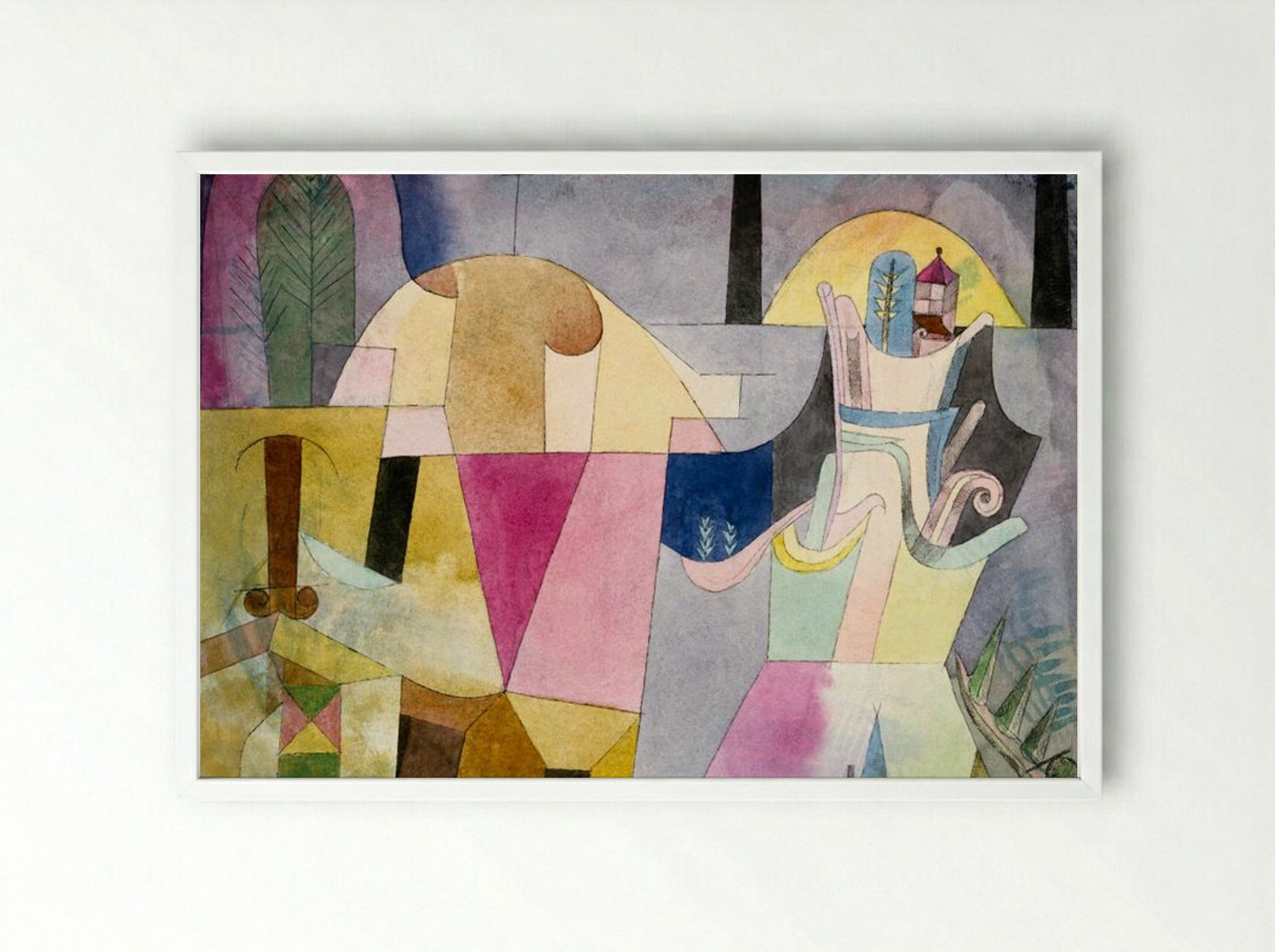 Black Columns in a Landscape - Paul Klee - Framed Print White