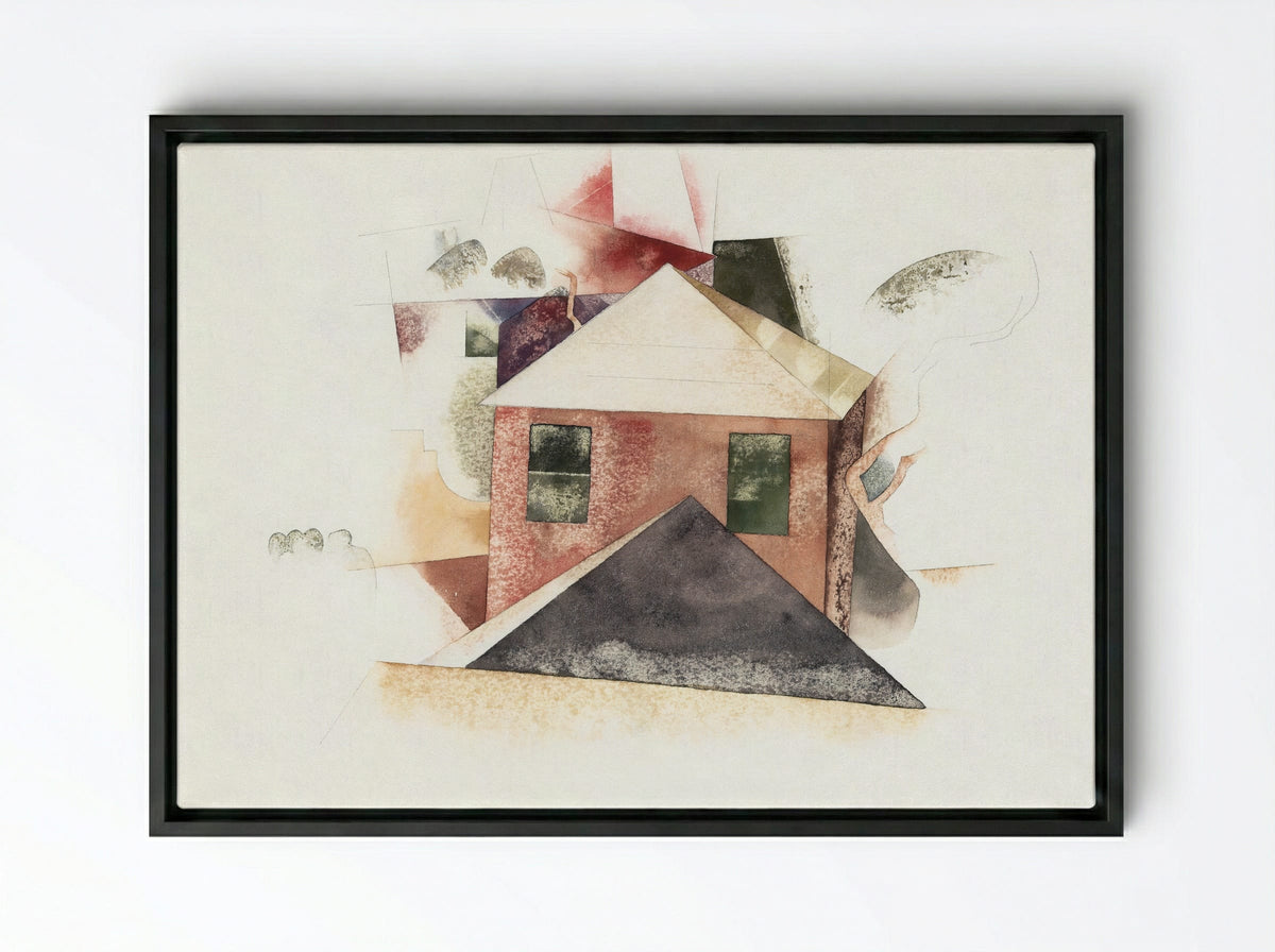 Houses with Red - Charles Demuth - Framed Canvas Black