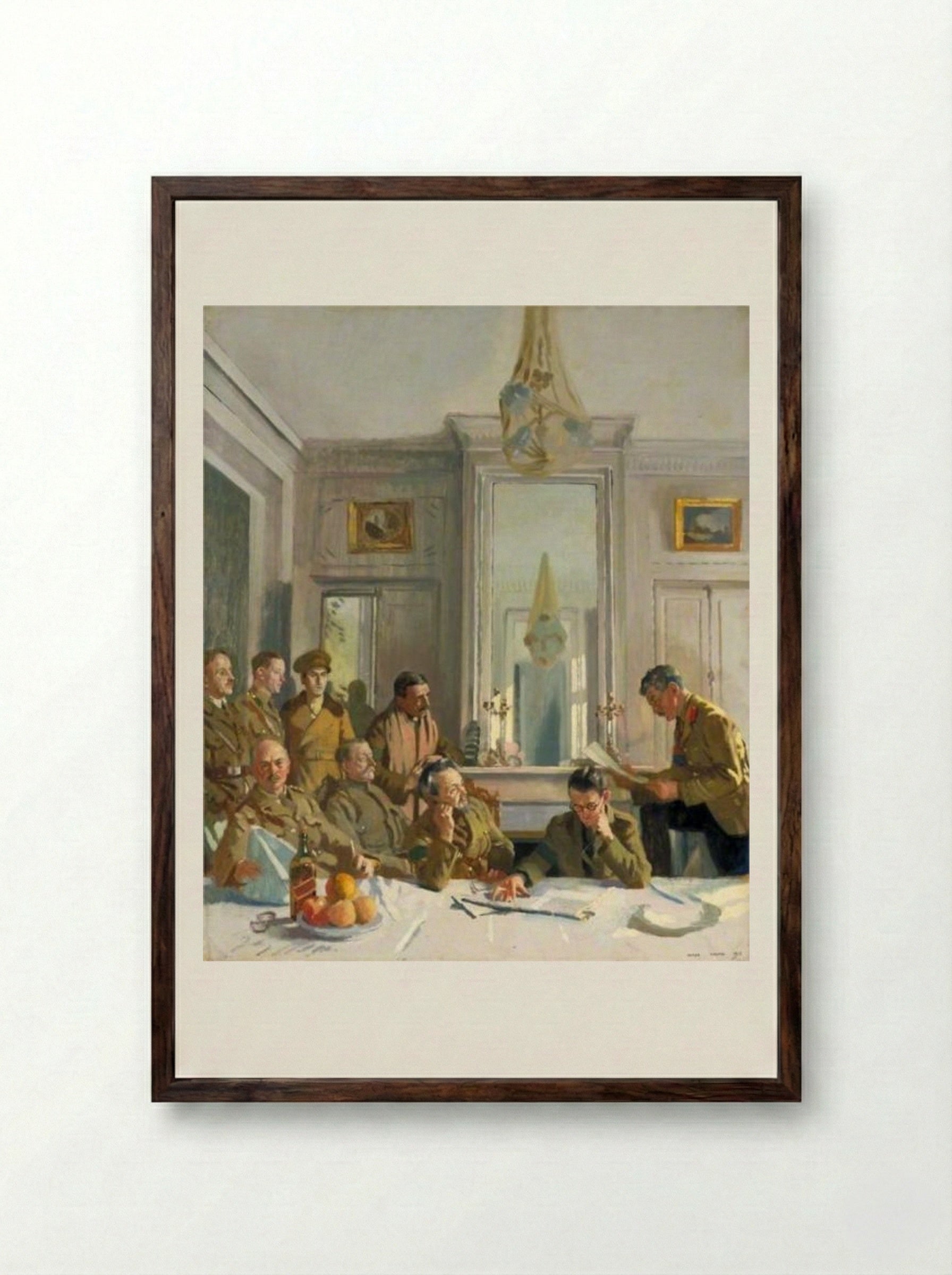 Some Members of the Allied Press Camp with Their Press Officers - William Orpen - Framed Print Dark Wood