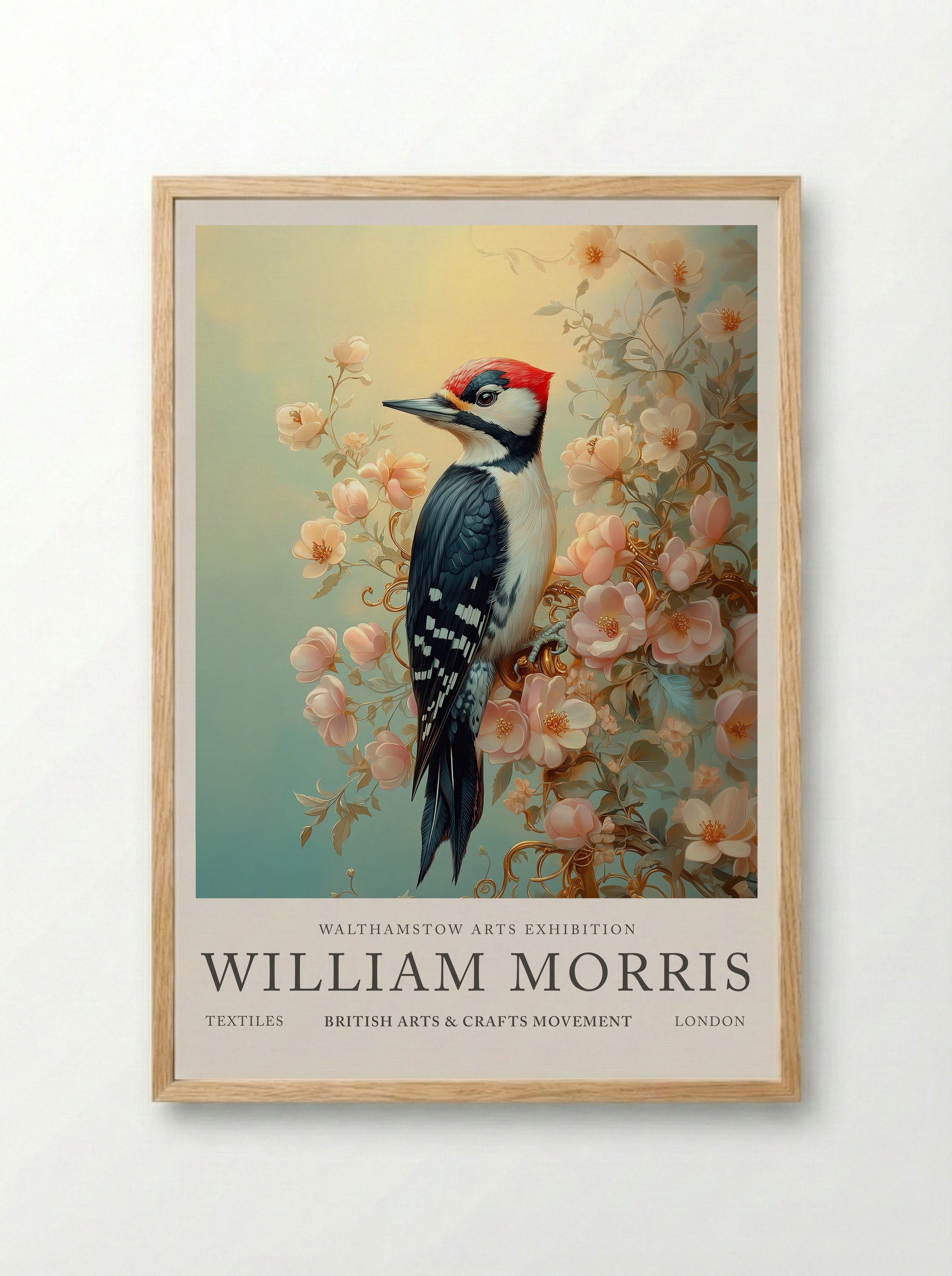 The Great Spotted Woodpecker - William Morris - Framed Print Wood